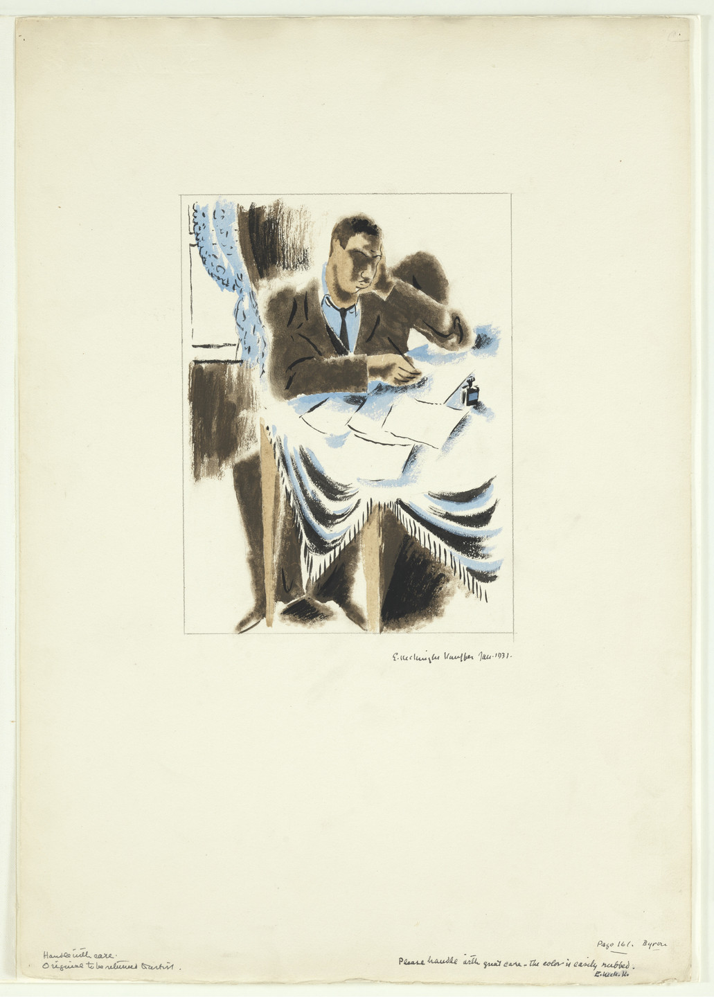 E. McKnight Kauffer. Byron Writes from Nigger Heaven (Illustration from Carl van Vechten&#39;s novel). 1931