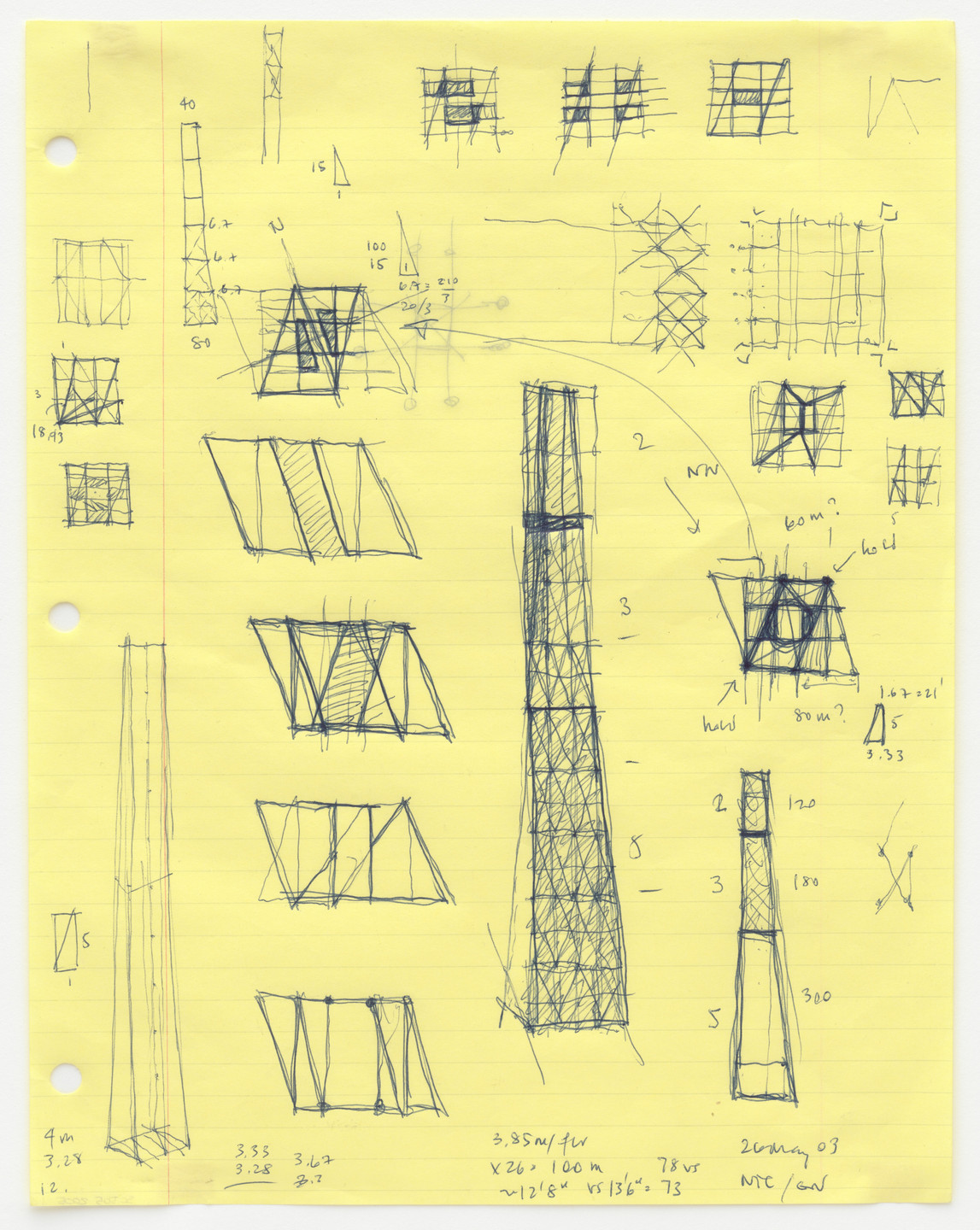 Guy Nordenson. World Trade Center Tower 1 Project, New York, NY, Preliminary sketch. 2003