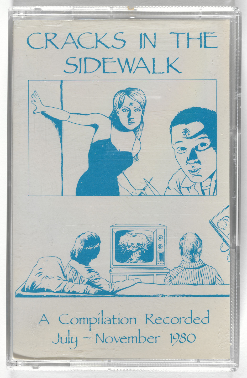 Various Artists, Minutemen, Black Flag, Saccharine Trust, Kindled Imagination, Artless Entanglements, Sharp Corners, Raymond Pettibon. Cracks in the Sidewalk. 1980, released 1988