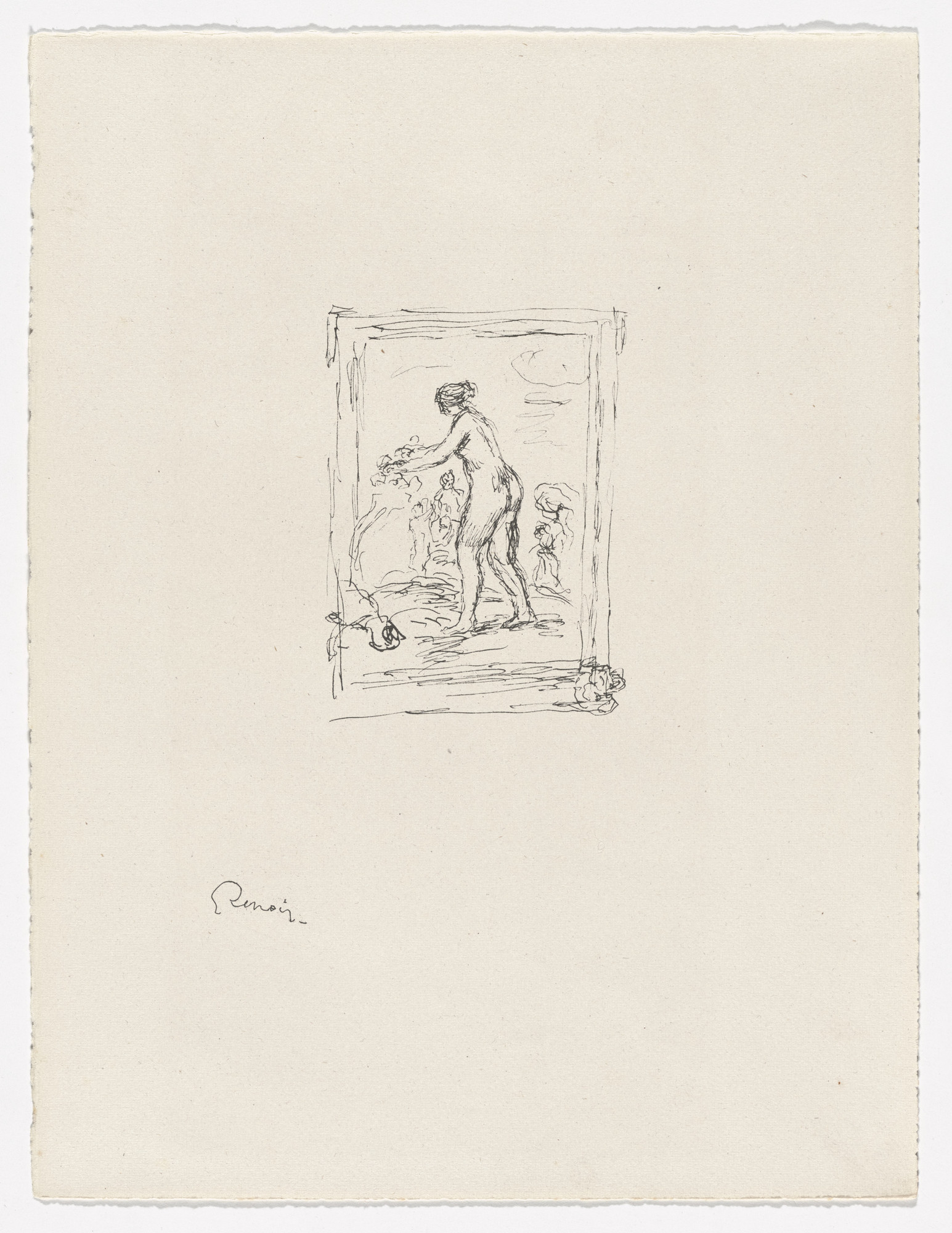 Pierre-Auguste Renoir. Woman by the Grapevine, Second Variant ( Femme au cep de vigne, 2e variante ) from Twelve Original Lithographs by Pierre-Auguste Renoir ( Douze lithographies originales de Pierre-Auguste Renoir )