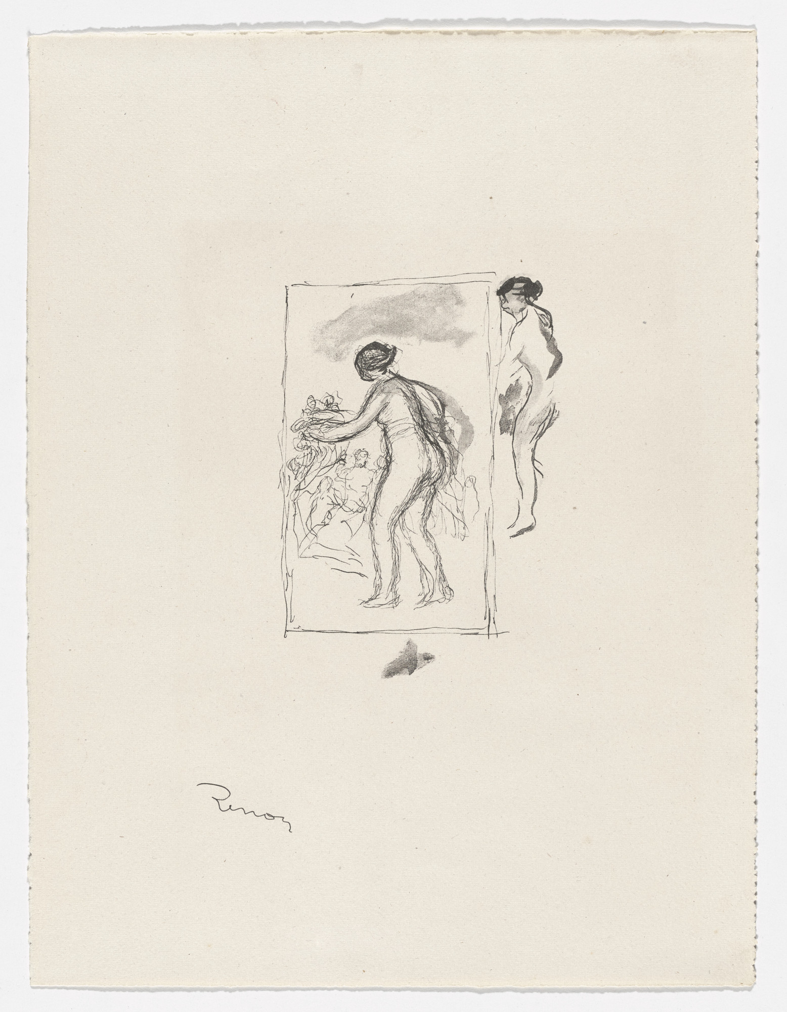Pierre-Auguste Renoir. Woman by the Grapevine, Fourth Variant ( Femme au cep de vigne, 4e variante ) from Twelve Original Lithographs by Pierre-Auguste Renoir ( Douze lithographies originales de Pierre-Auguste Renoir )