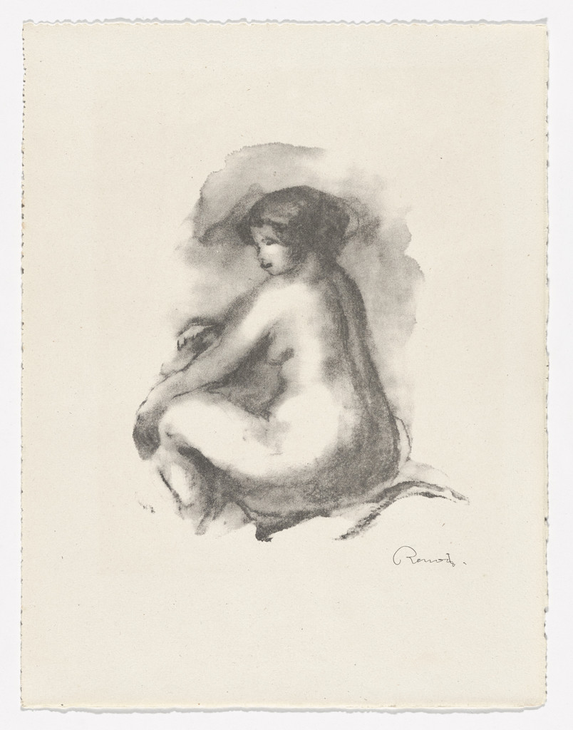 Study of a Nude Woman, Seated (Étude de femme nue, assise) from Twelve Original Lithographs by Pierre-Auguste Renoir (Douze lithographies originales de Pierre-Auguste Renoir)