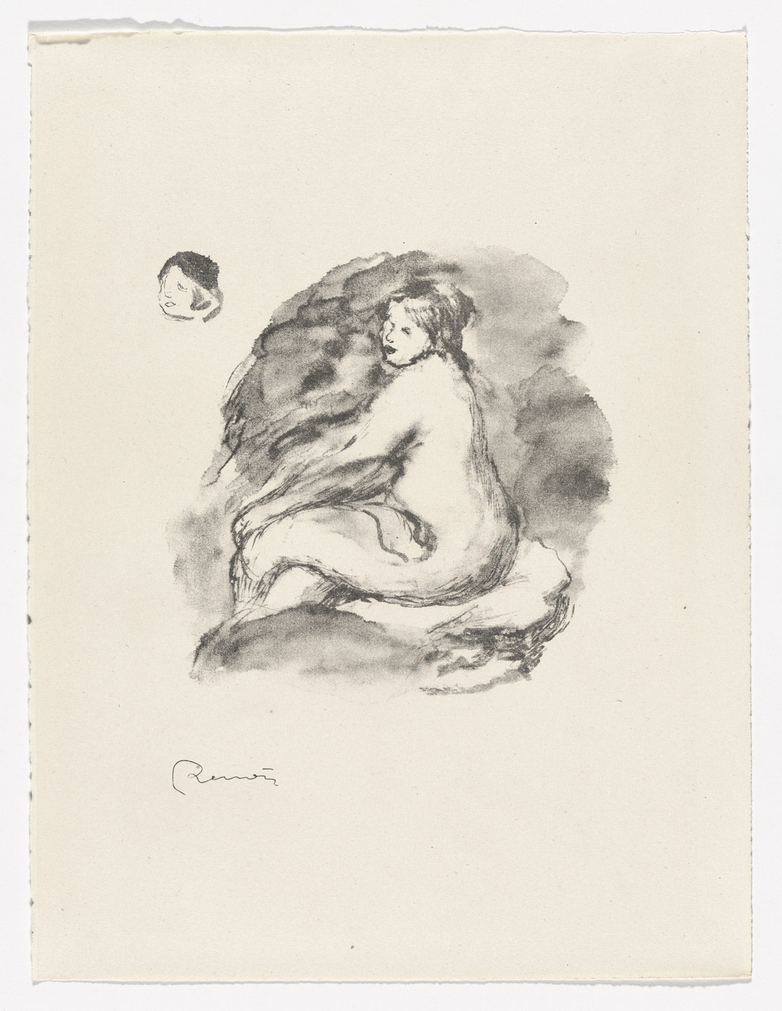 Pierre-Auguste Renoir. Study of a Nude Woman, Seated, Variant (Étude de femme nue, assise, variante) from Twelve Original Lithographs by Pierre-Auguste Renoir (Douze lithographies originales de Pierre-Auguste Renoir). c. 1904, published 1919