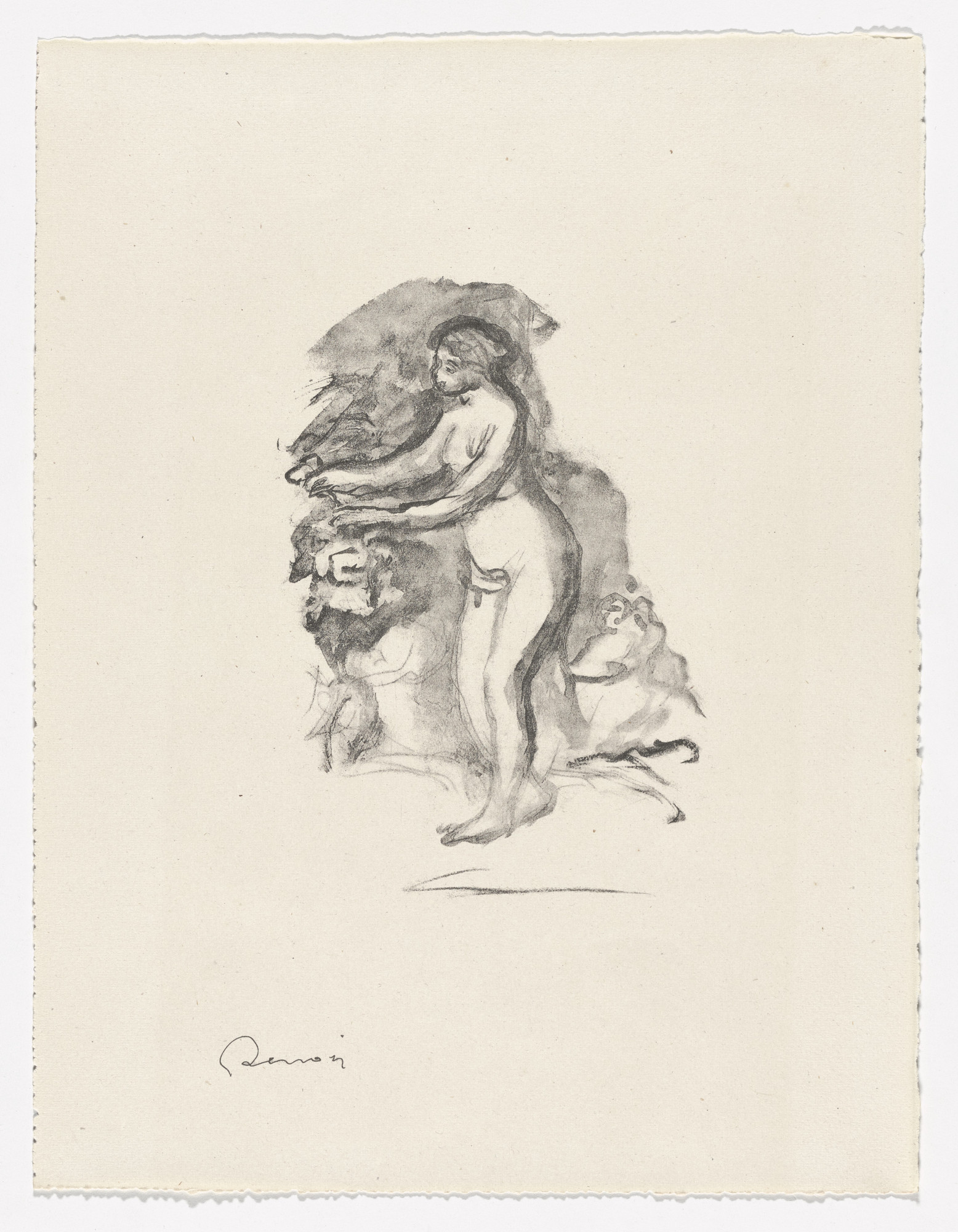 Pierre-Auguste Renoir. Woman by the Grapevine ( Femme au cep de vigne ) from Twelve Original Lithographs by Pierre-Auguste Renoir ( Douze lithographies originales de Pierre-Auguste Renoir )