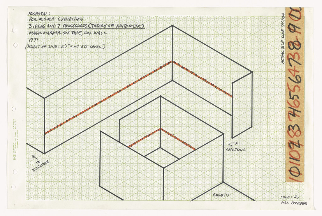3 Ideas and 7 Procedures (Theory of Arithmetic), Sheet #1. Proposal for MoMA Exhibition