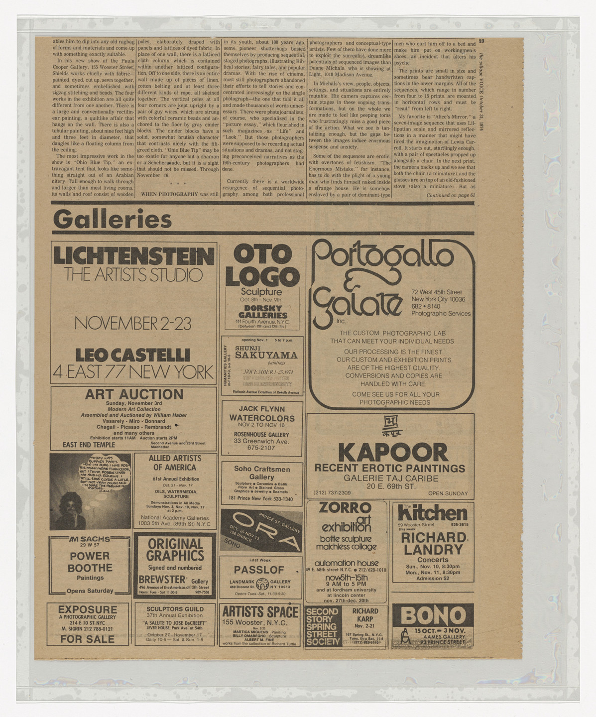 Adrian Piper. The Mythic Being, Village Voice Ads. 1973–75
