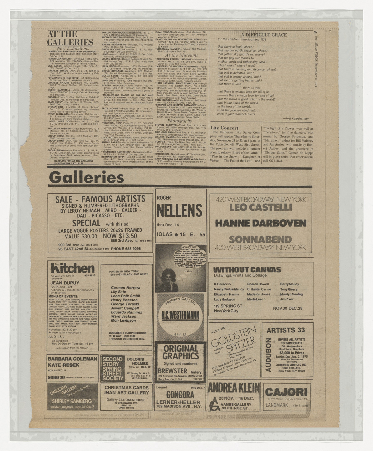 Adrian Piper. The Mythic Being, Village Voice Ads. 1973–75