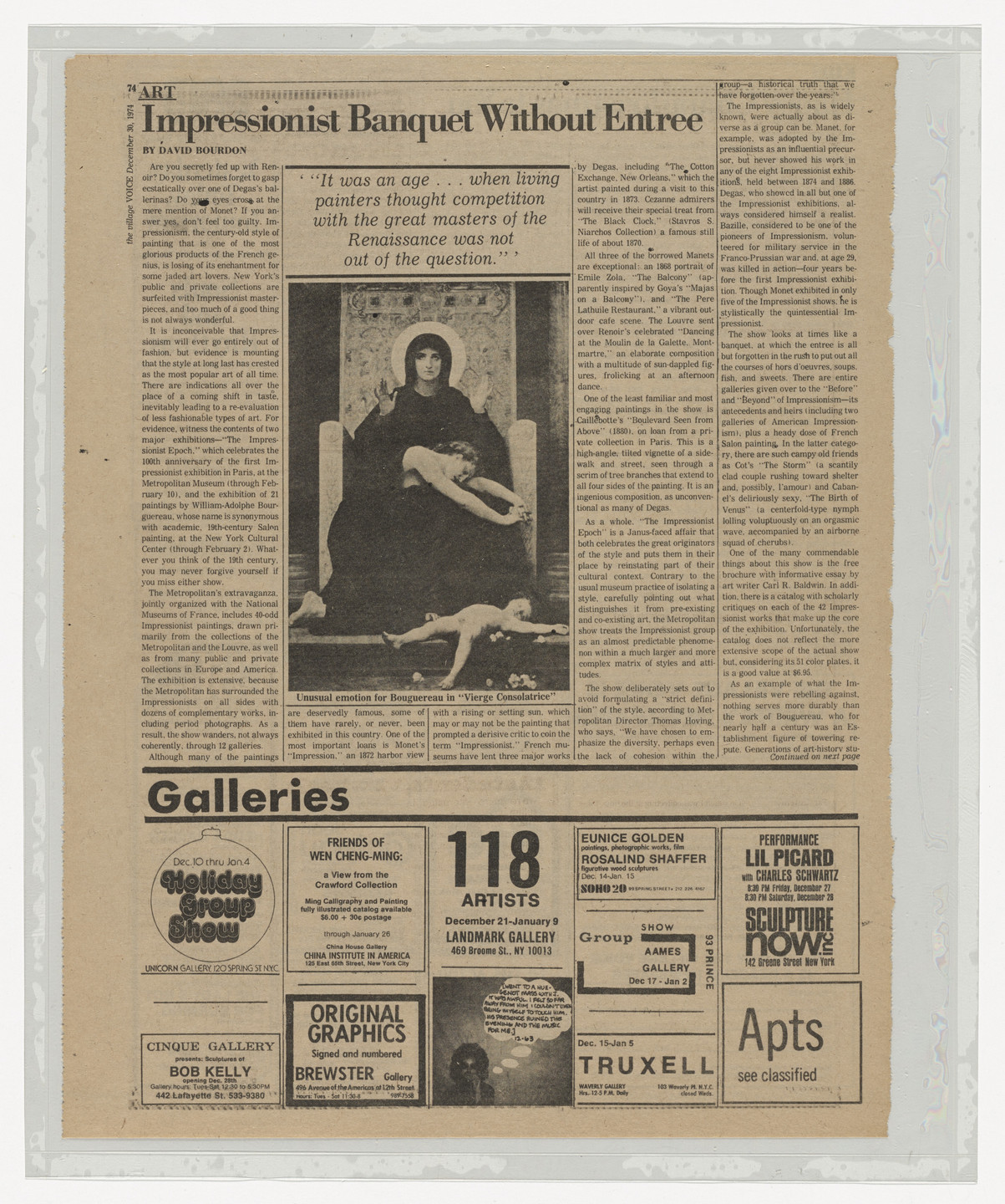 Adrian Piper. The Mythic Being, Village Voice Ads. 1973–75