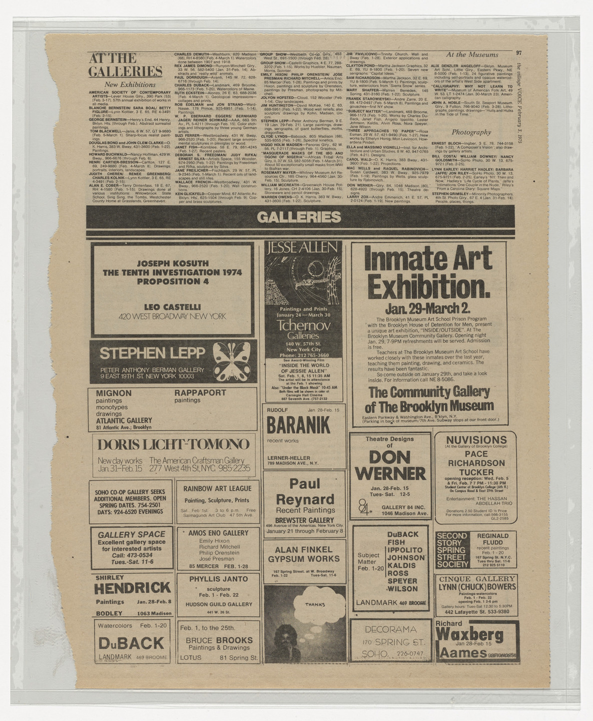 Adrian Piper. The Mythic Being, Village Voice Ads. 1973–75