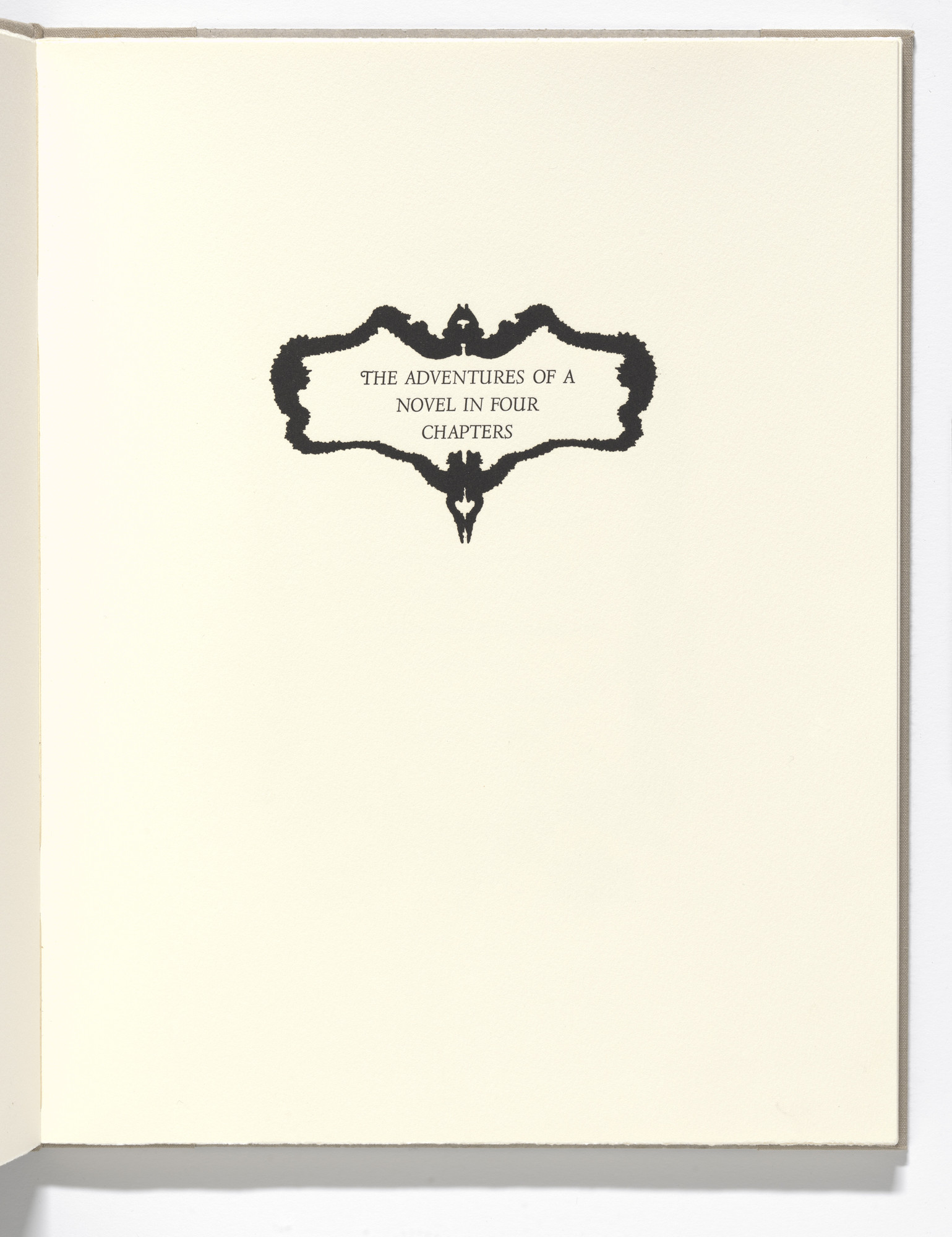 Bruce Conner. Half title page (folio 5) from The Adventures of a Novel in Four Chapters