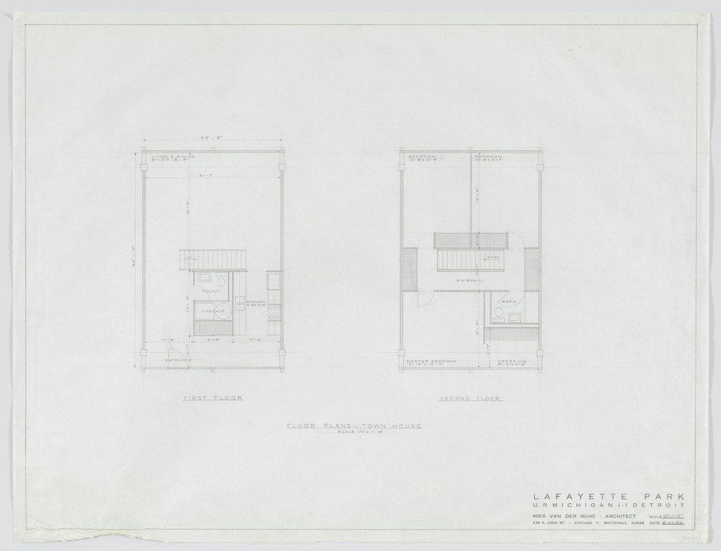 Pavilion Apartments and Town Houses, Lafayette Park, Detroit, MI (Floor plans - town house)