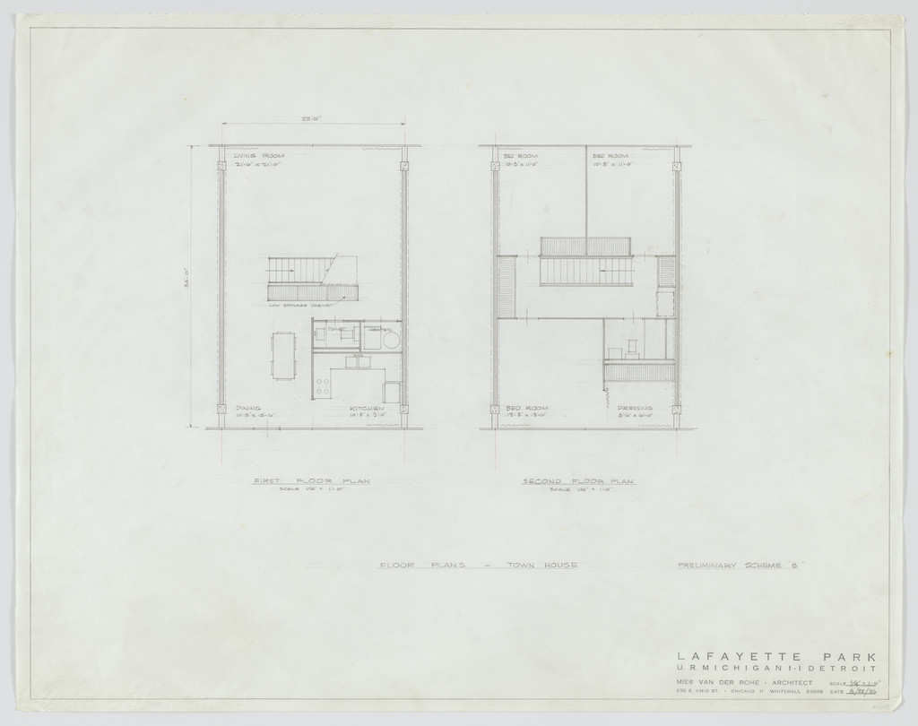 Pavilion Apartments and Town Houses, Lafayette Park, Detroit, MI (Floor plans - town house)