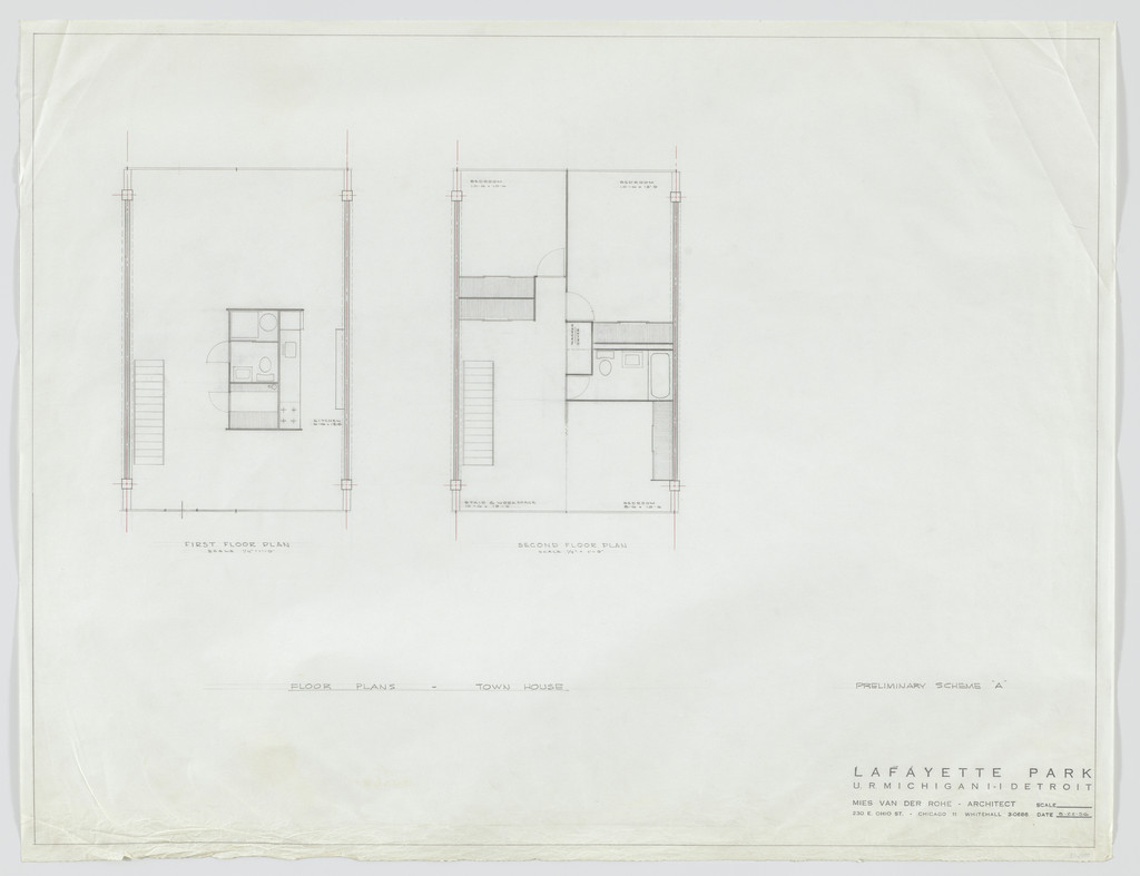 Pavilion Apartments and Town Houses, Lafayette Park, Detroit, MI (Floor plans - town house)
