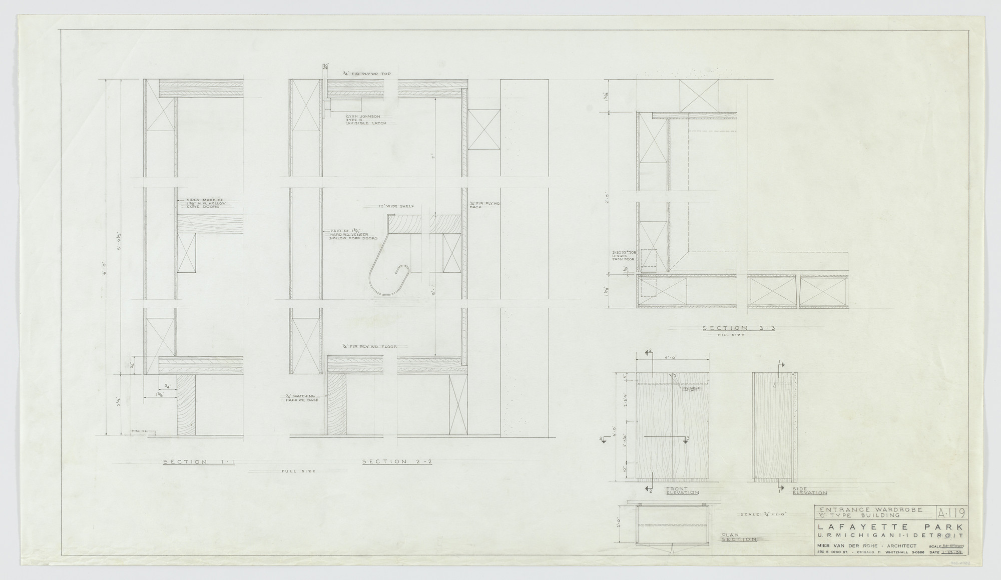 Ludwig Mies van der Rohe. Pavilion Apartments and Town Houses, Lafayette Park, Detroit, MI