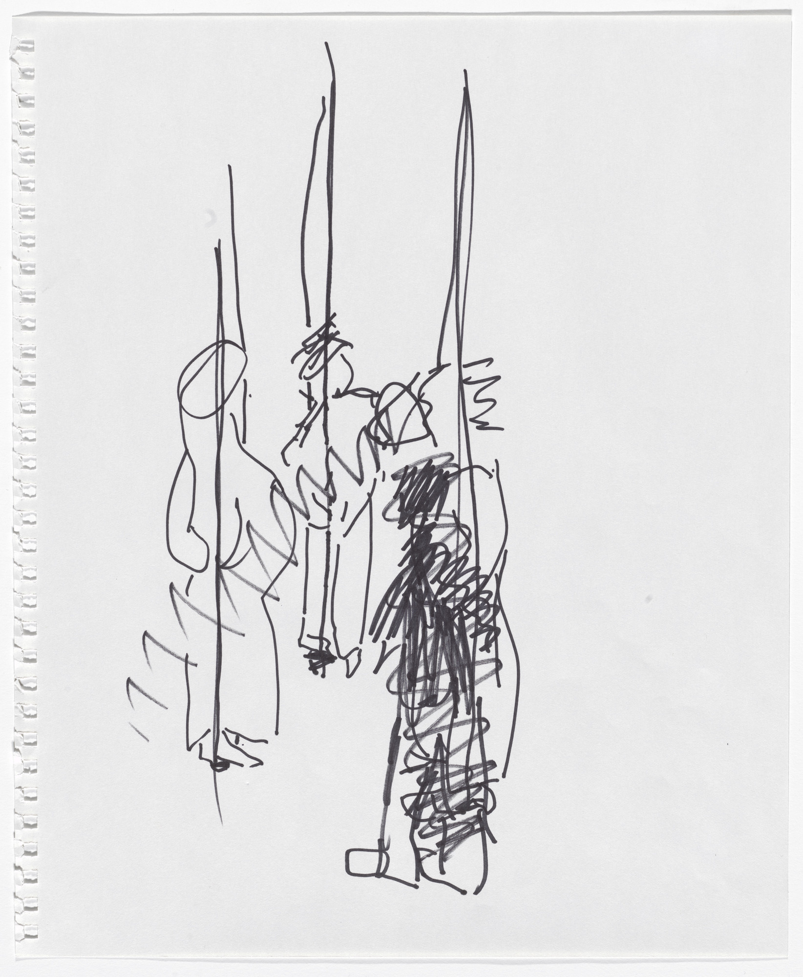 Simone Forti. Solo drawing from the "Hangers" Performance