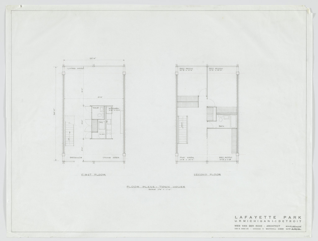 Pavilion Apartments and Town Houses, Lafayette Park, Detroit, MI (Floor plans - town house)
