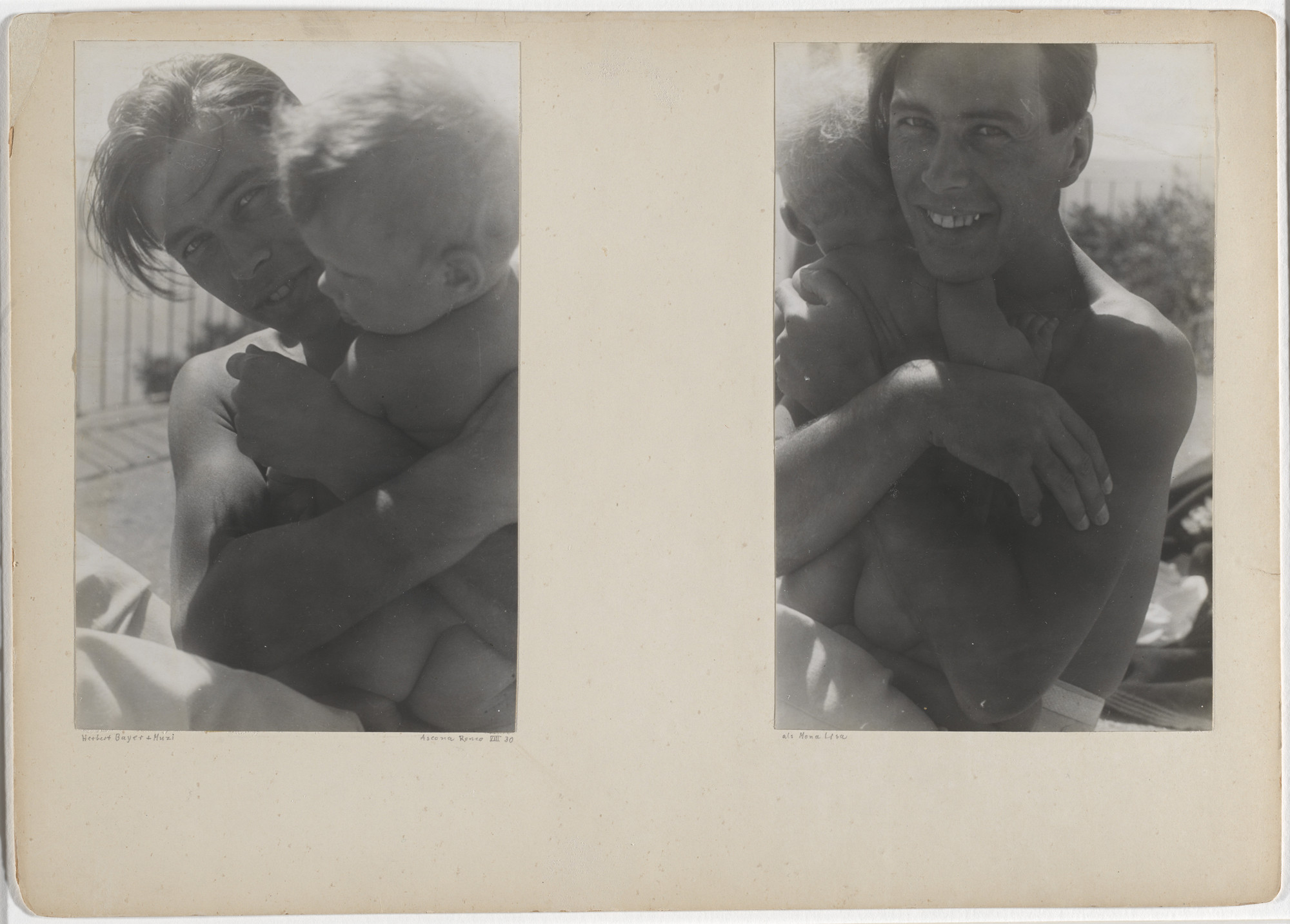 Josef Albers. Herbert Bayer and Muzi; [Bayer] as Mona Lisa, Ascona Ronco. August 1930/1932