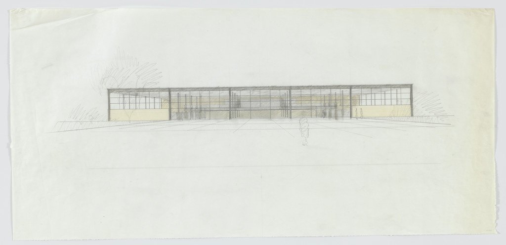 Illinois Institute of Technology, S.R. Crown Hall, Chicago, IL (Exterior perspective)