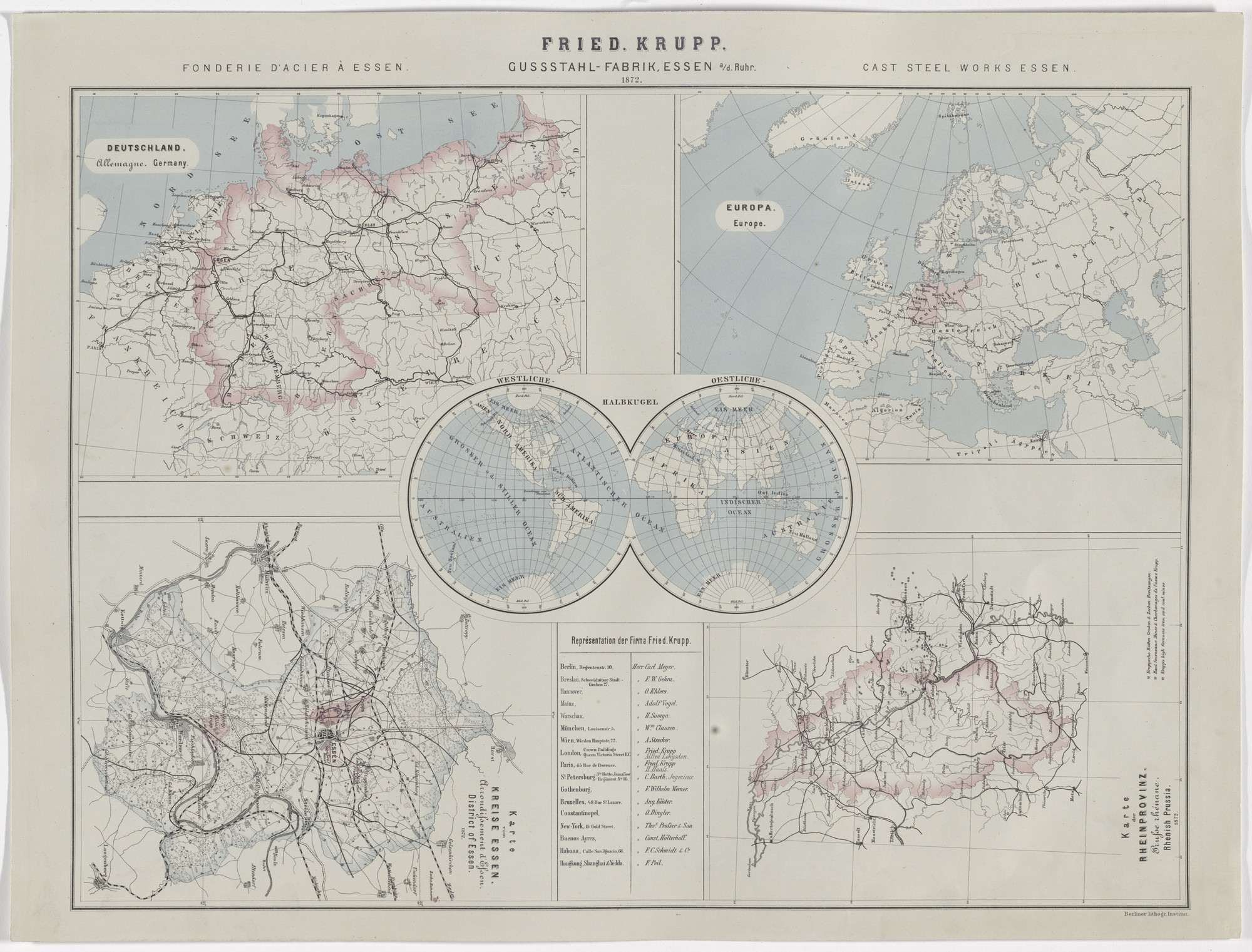Hugo van Werden. Map of Friedrich Krupp Cast Steel Works, Essen