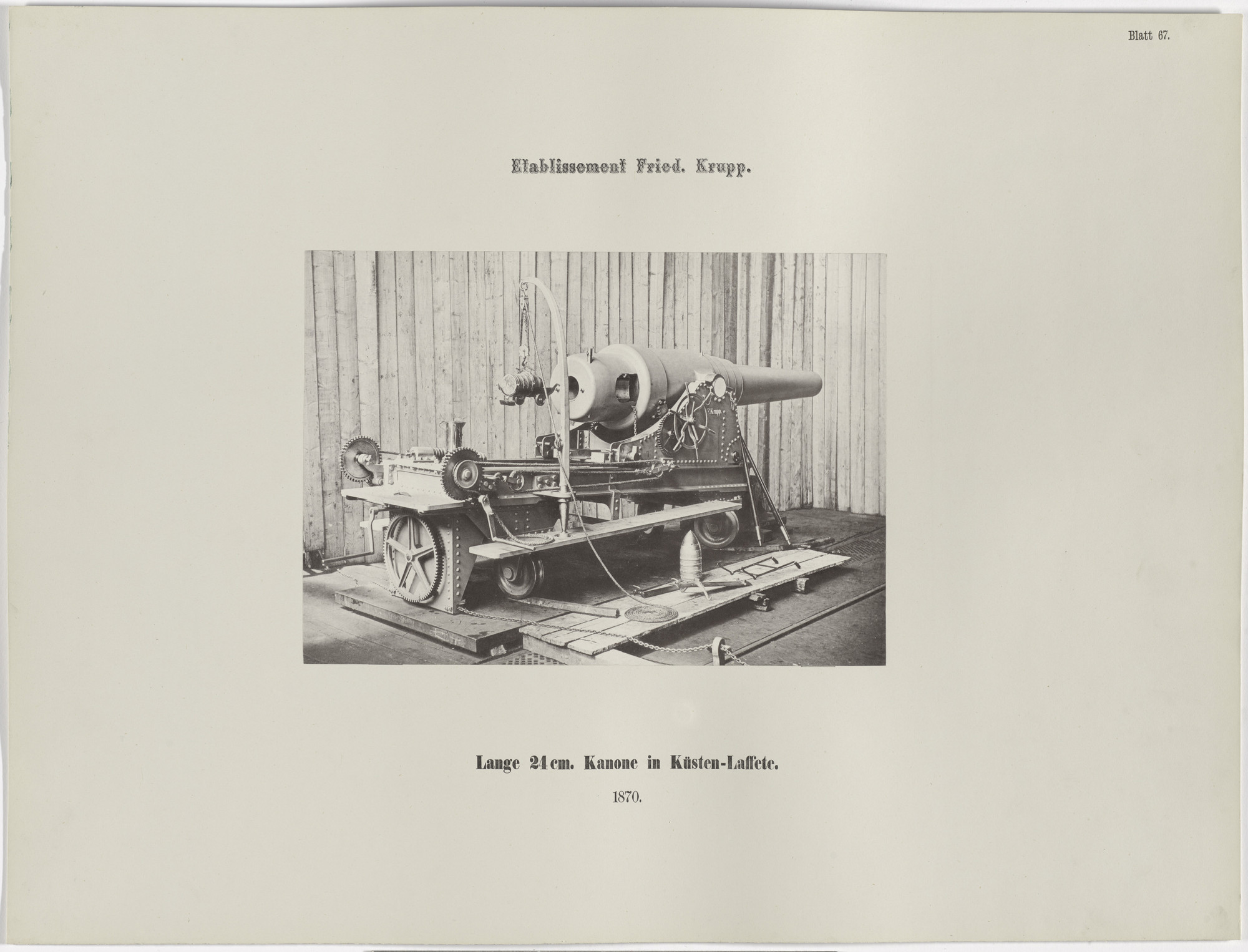Hugo van Werden. Lange 24 cm. Kanone in Küsten-Laffete