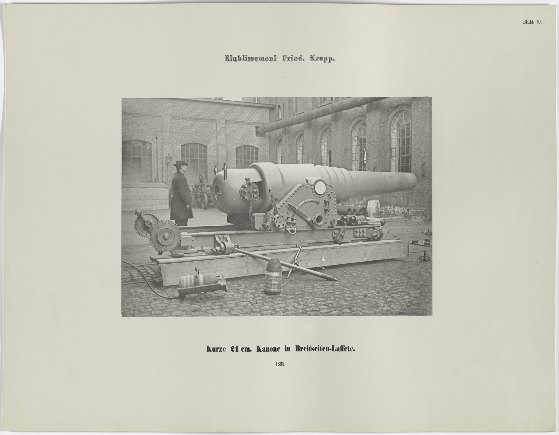 Hugo van Werden. Kurze 24 cm. Kanone in Breitseiten-Laffete. 1868