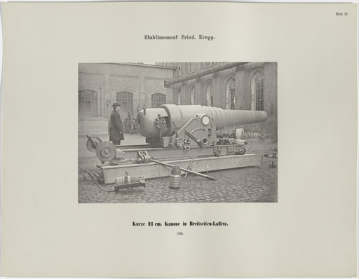 Kurze 24 cm. Kanone in Breitseiten-Laffete
