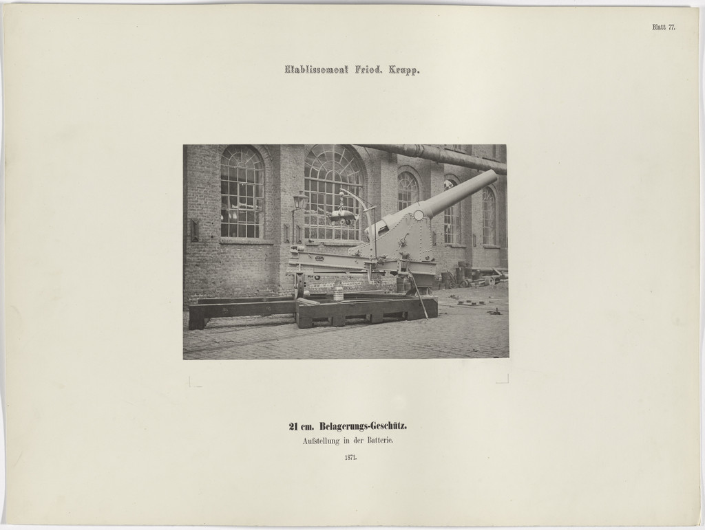 21 cm Belagerungs-Geschütz, Aufstellung in der Batterie