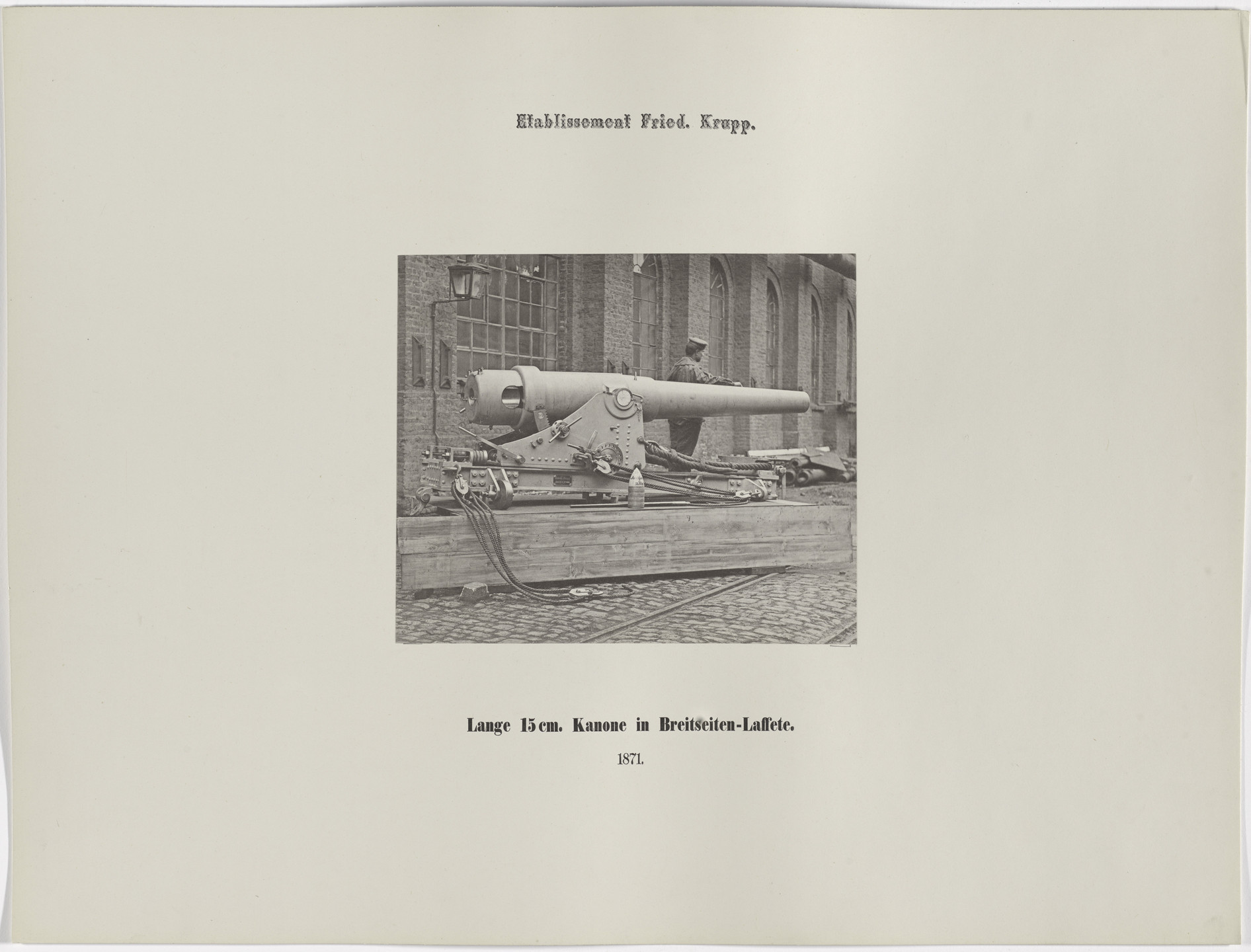 Hugo van Werden. Lange 15 cm. Kanone in hoher Breitseiten-Laffete. 1871