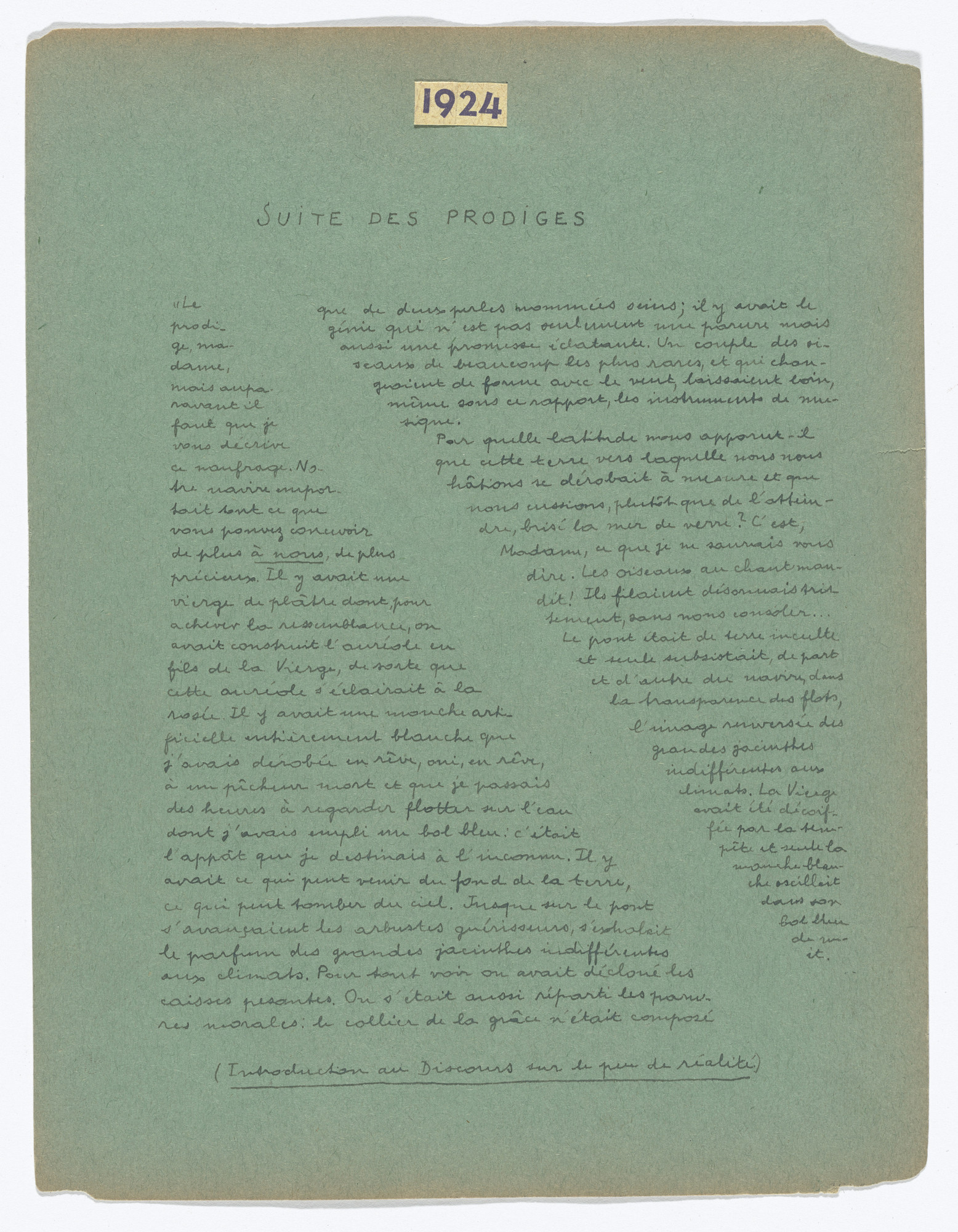 Yves Tanguy, André Breton. .a: Suite des Prodiges (1924), .b: Untitled (1925)