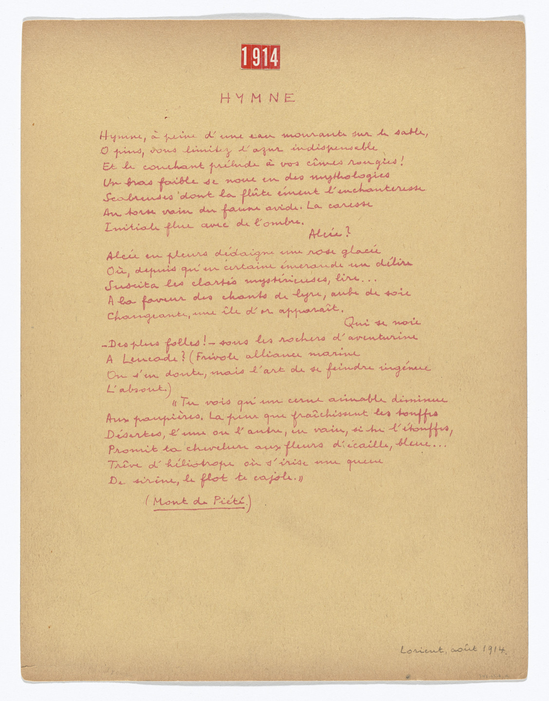 Yves Tanguy, André Breton. .a: Hymne (1914), .b: Façon (1915). 1941