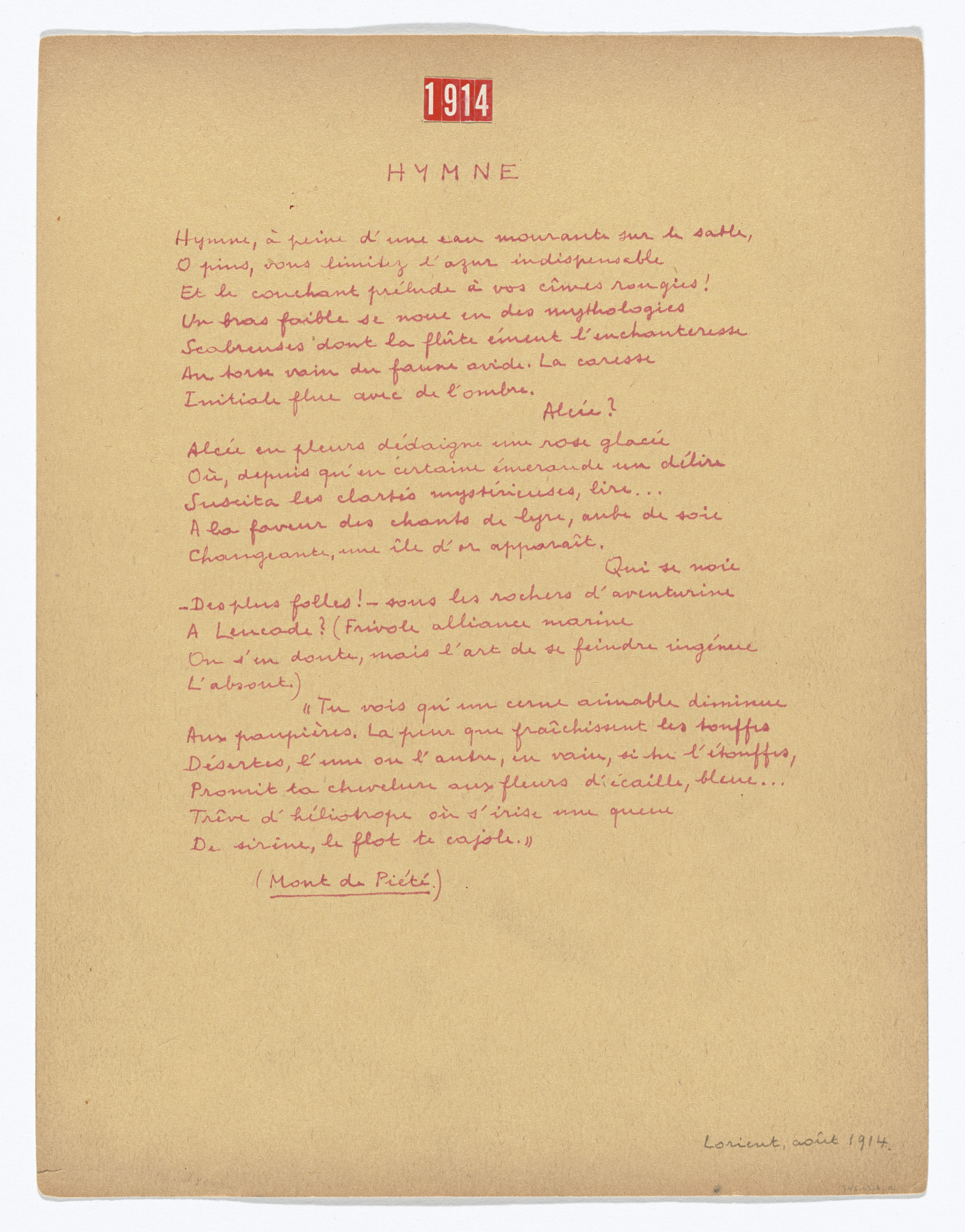 Yves Tanguy, André Breton. .a: Hymne (1914), .b: Façon (1915)