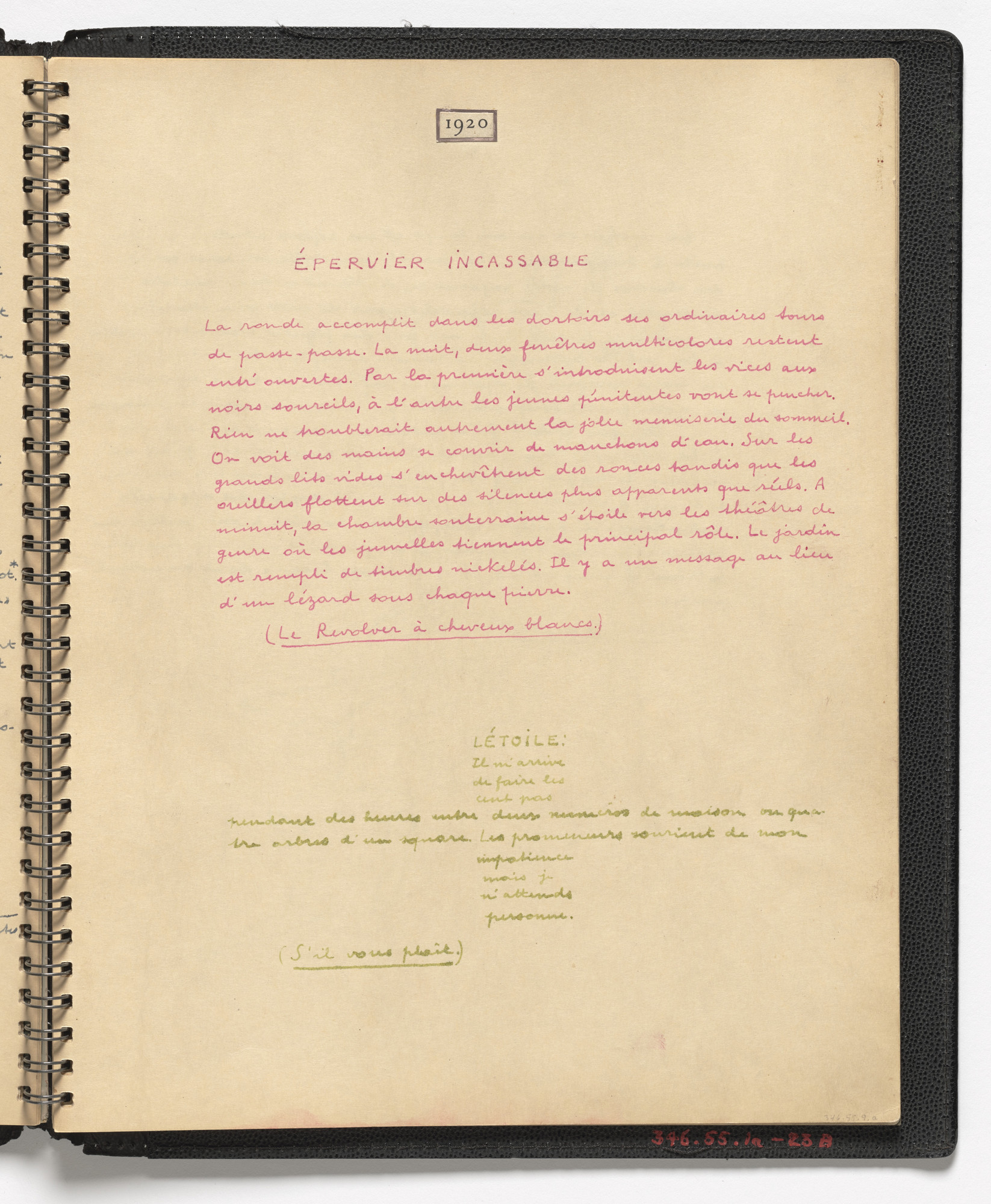 Yves Tanguy, André Breton. .a: Épervier Incassable (1920), .b: Untitled (1921)