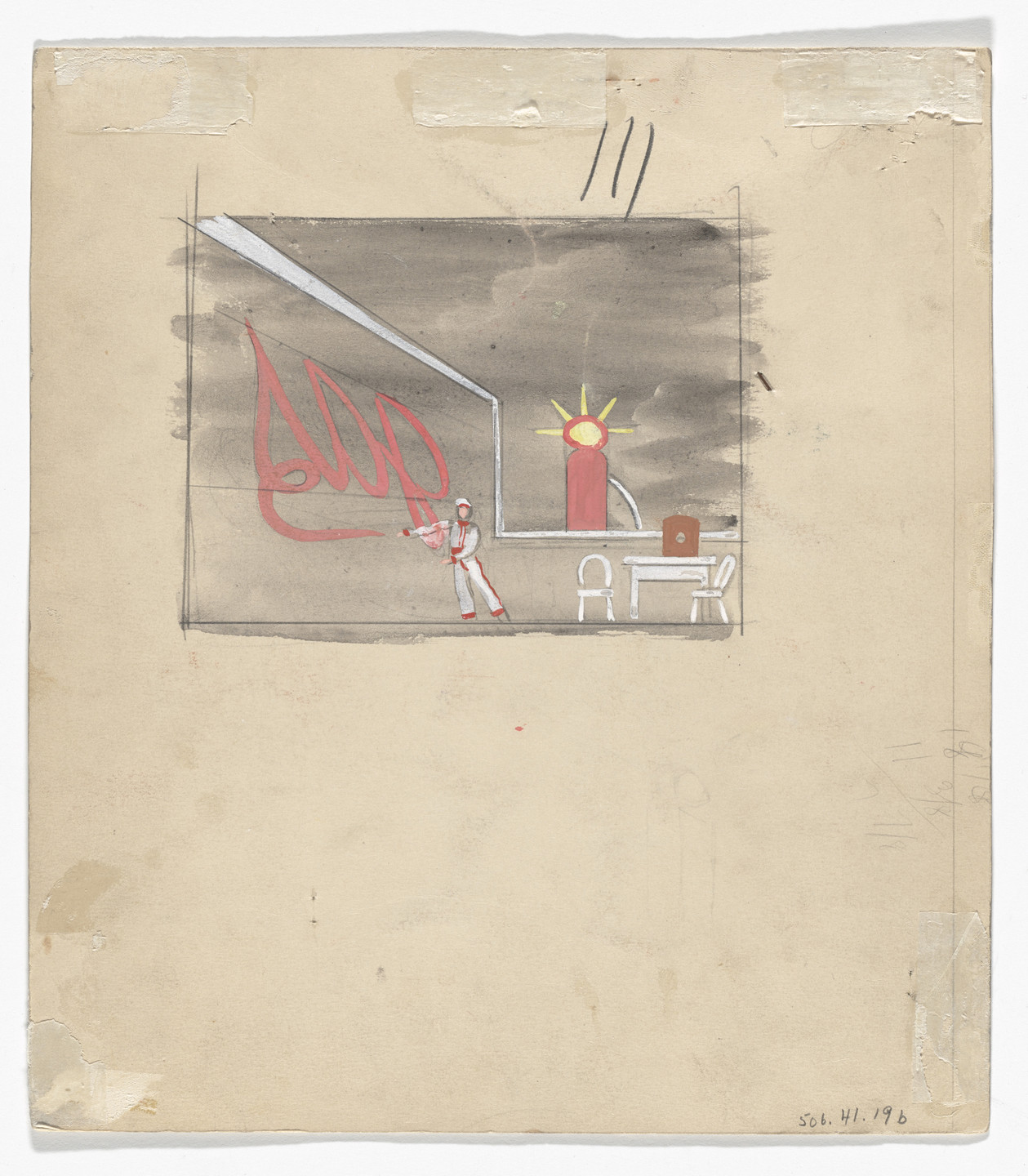 Paul Cadmus. The Motorist. Costume design for the ballet Filling Station (recto); Costume design for the ballet Filling Station (verso). 1937
