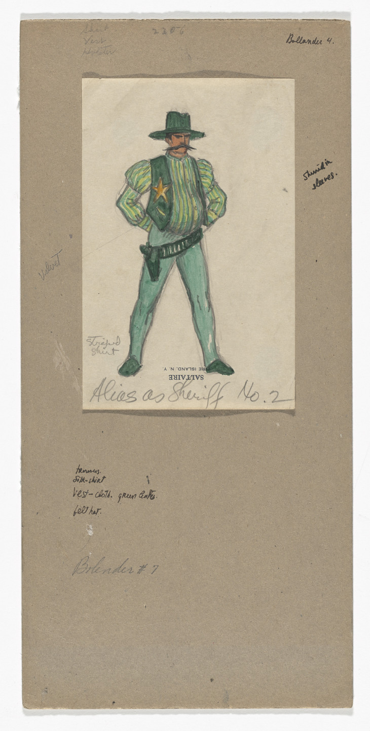 Jared French. Alias as Sheriff No. 2. Costume design for the ballet Billy the Kid. 1938