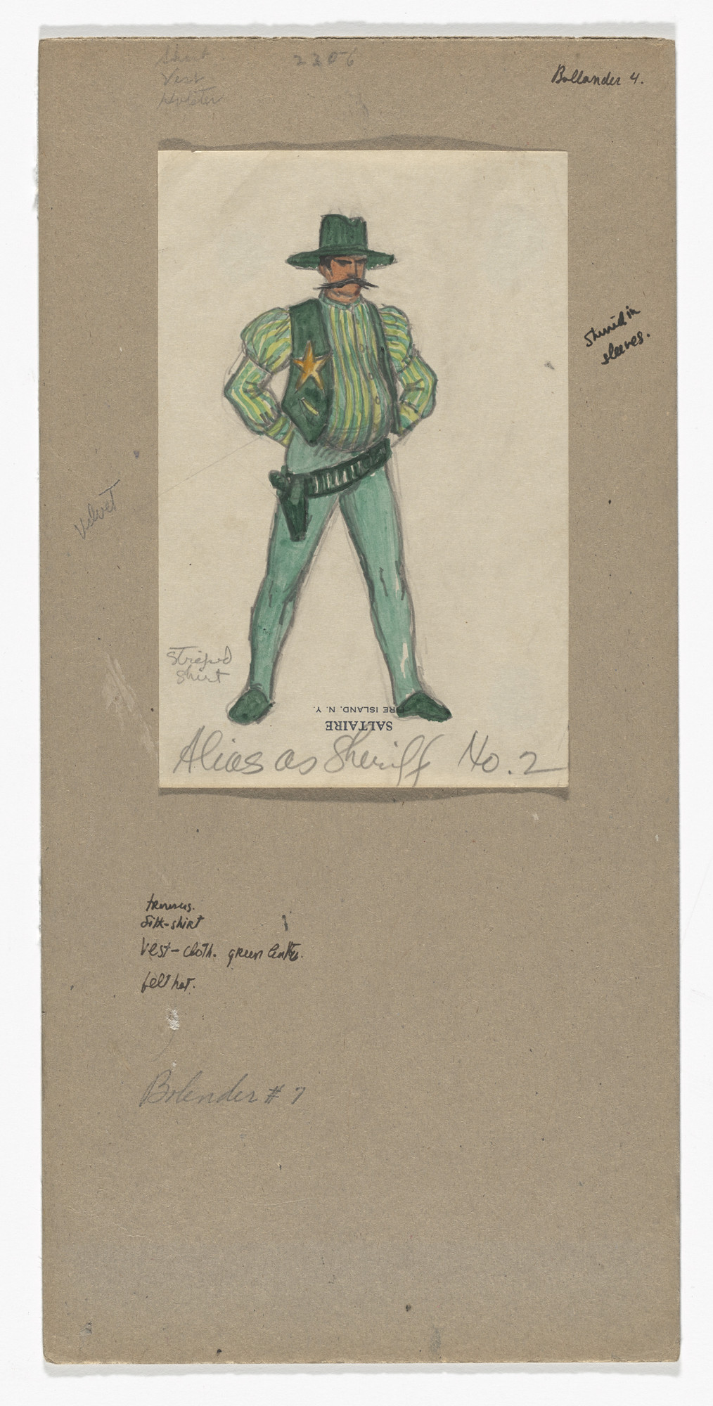 Jared French. Alias as Sheriff No. 2. Costume design for the ballet Billy the Kid