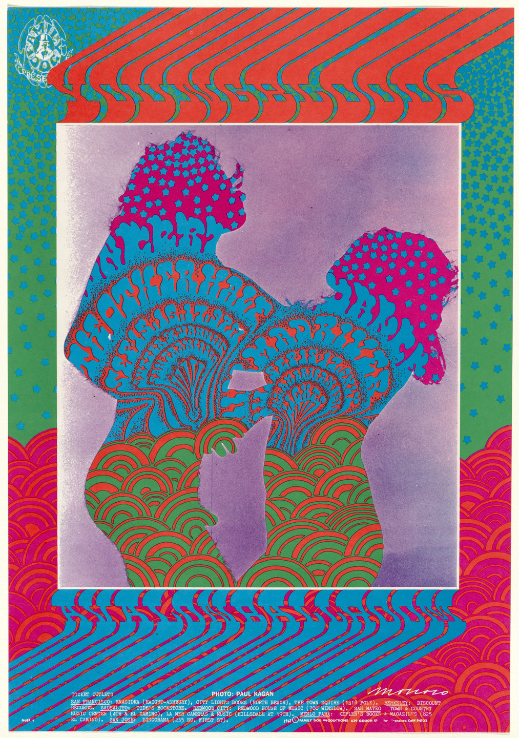 Victor Moscoso. Young Bloods, The Youngbloods, The Other Half, Mad River. 1967