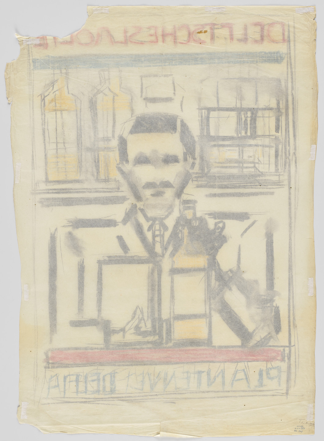 Bart van der Leck. Preliminary design for poster for Delft Salad Oil (Delftsche Slaolie). 1919