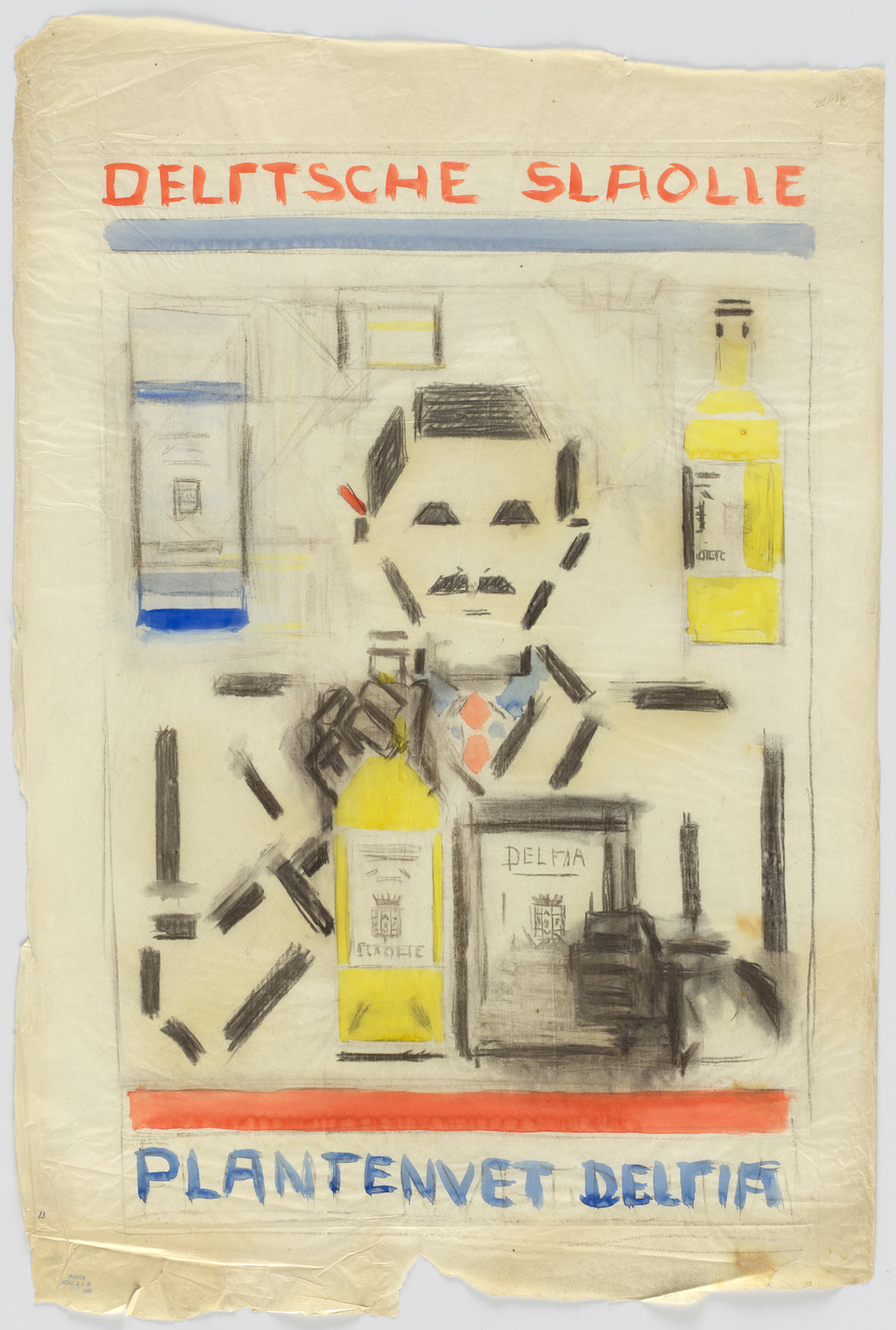 Bart van der Leck. Preliminary design for poster for Delft Salad Oil (Delftsche Slaolie). 1919