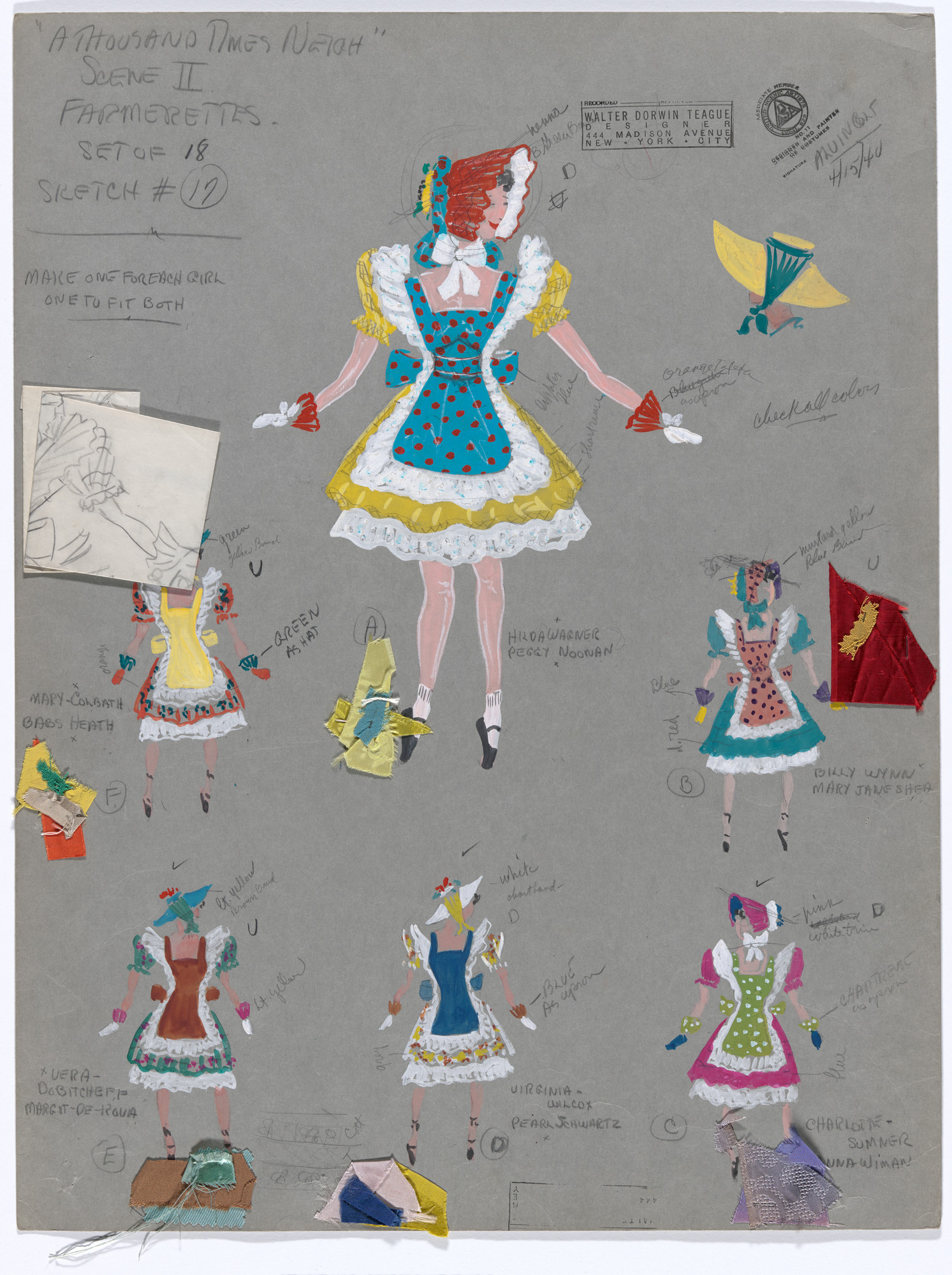 Alvin Colt. Farmerettes. Costume design for the ballet A Thousand Times Neigh