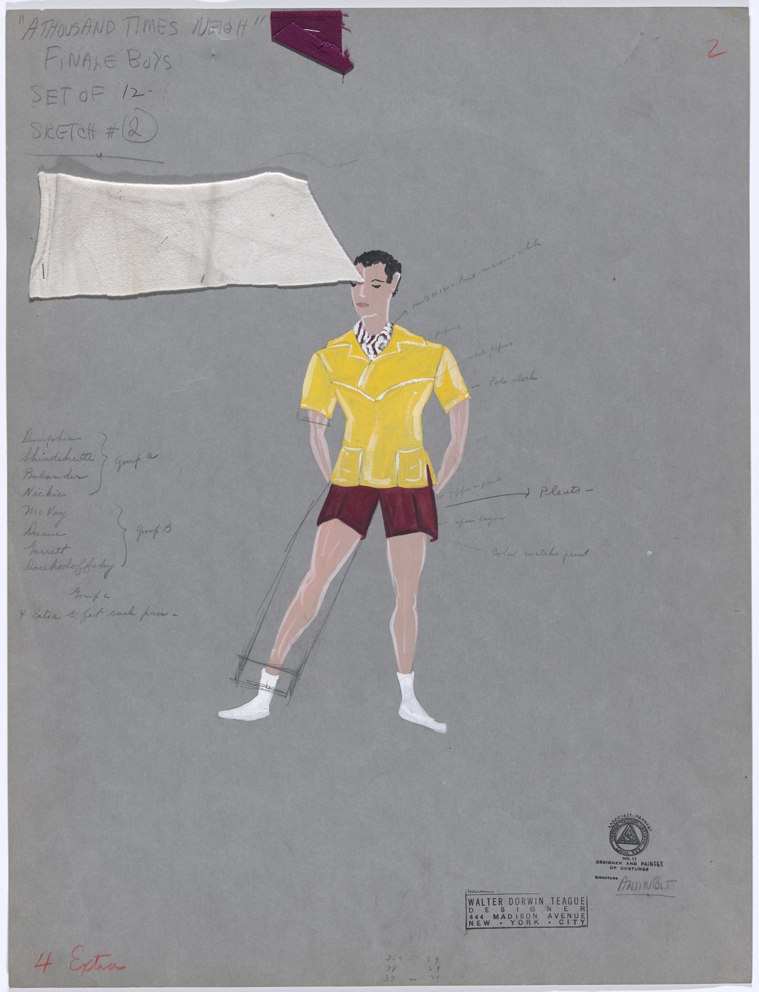 Alvin Colt. Finale Boys. Costume design for the ballet A Thousand Times Neigh