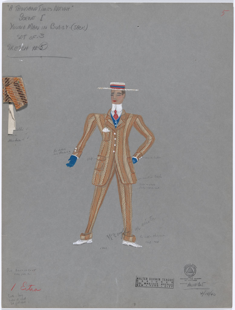 Young Man in Buggy (Jack). Costume design for the ballet A Thousand Times Neigh