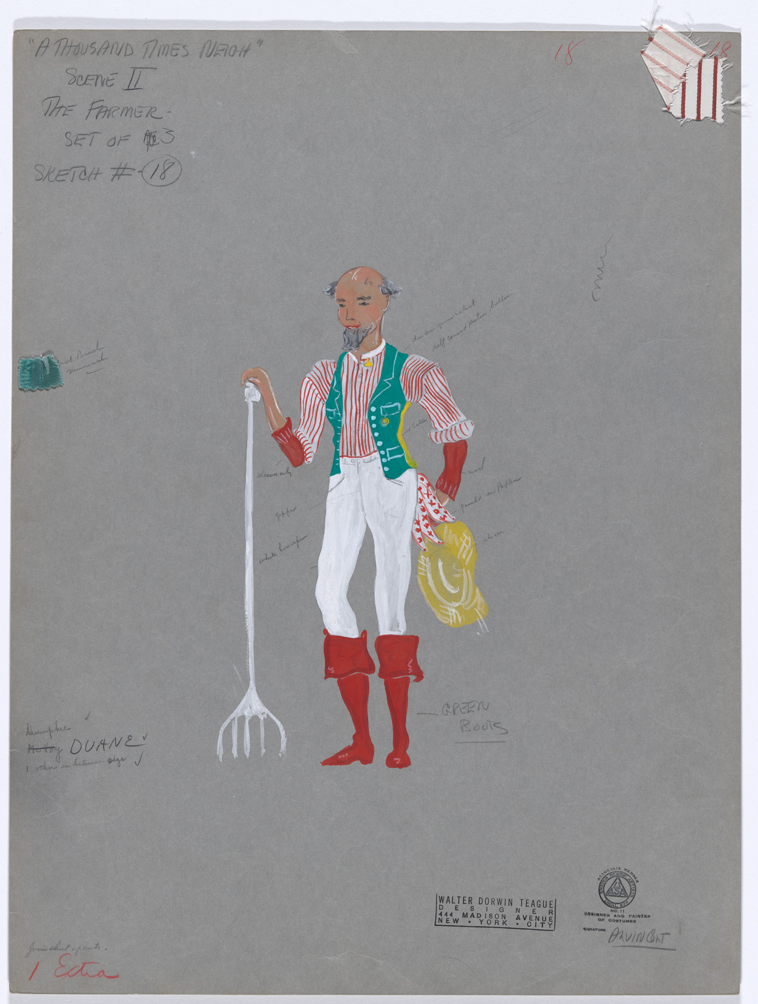 Alvin Colt. The Farmer. Costume design for the ballet A Thousand Times Neigh