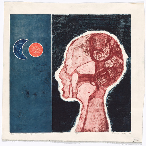 Betye Saar. Phrenology Man Digs Sol y Luna. 1966