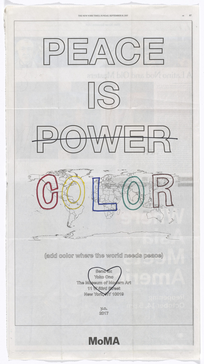 Yoko Ono. Power of Peace. 2017 | MoMA Yoko Ono. Power of Peace. 2017 | MoMA