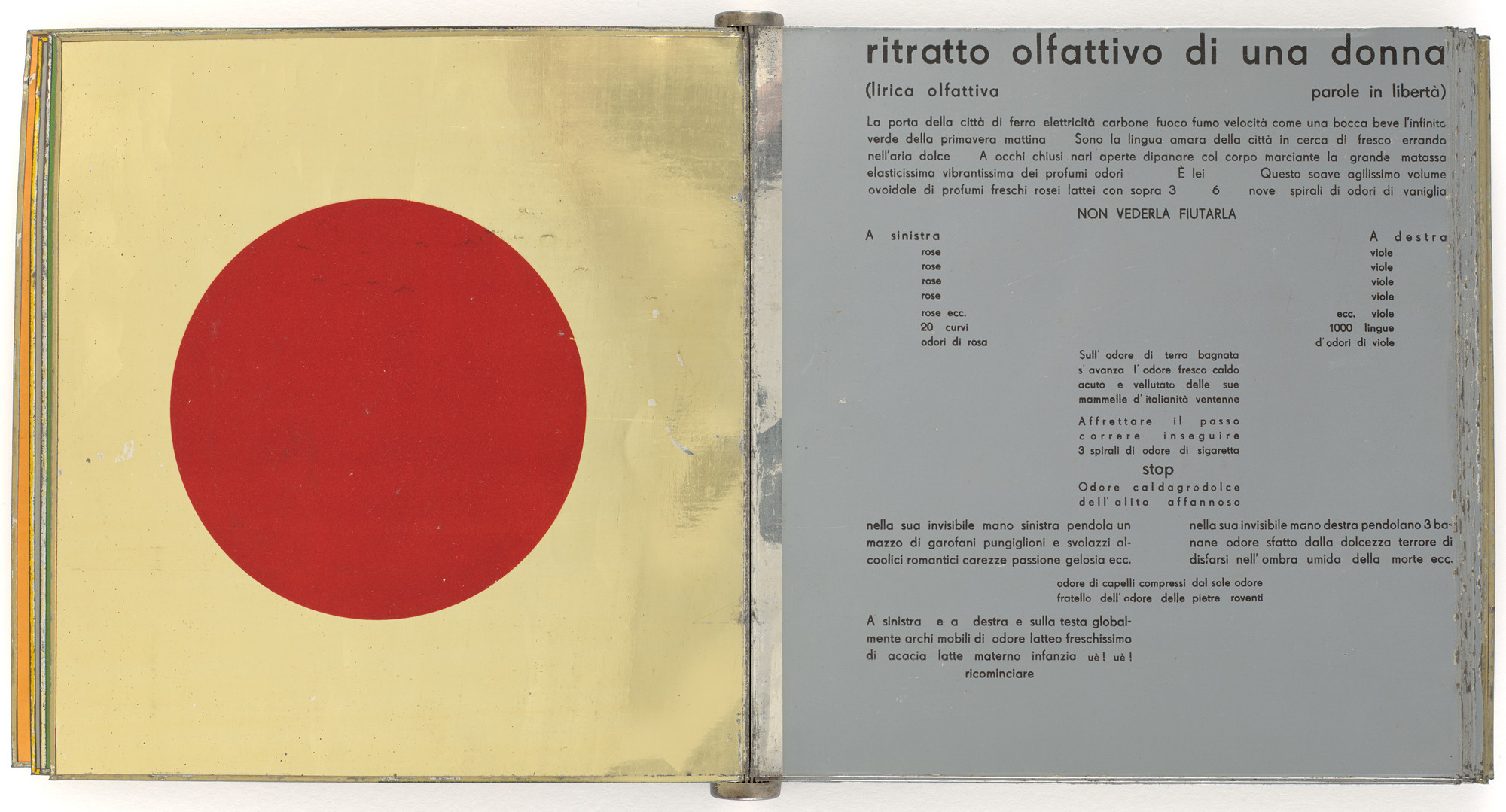 Tullio d'Albisola (Tullio Spartaco Mazzotti). Parole in libertà futuriste, tattili-termiche olfattive (Words in Futurist, Olfactory, Tactile, Thermal Freedom). 1932