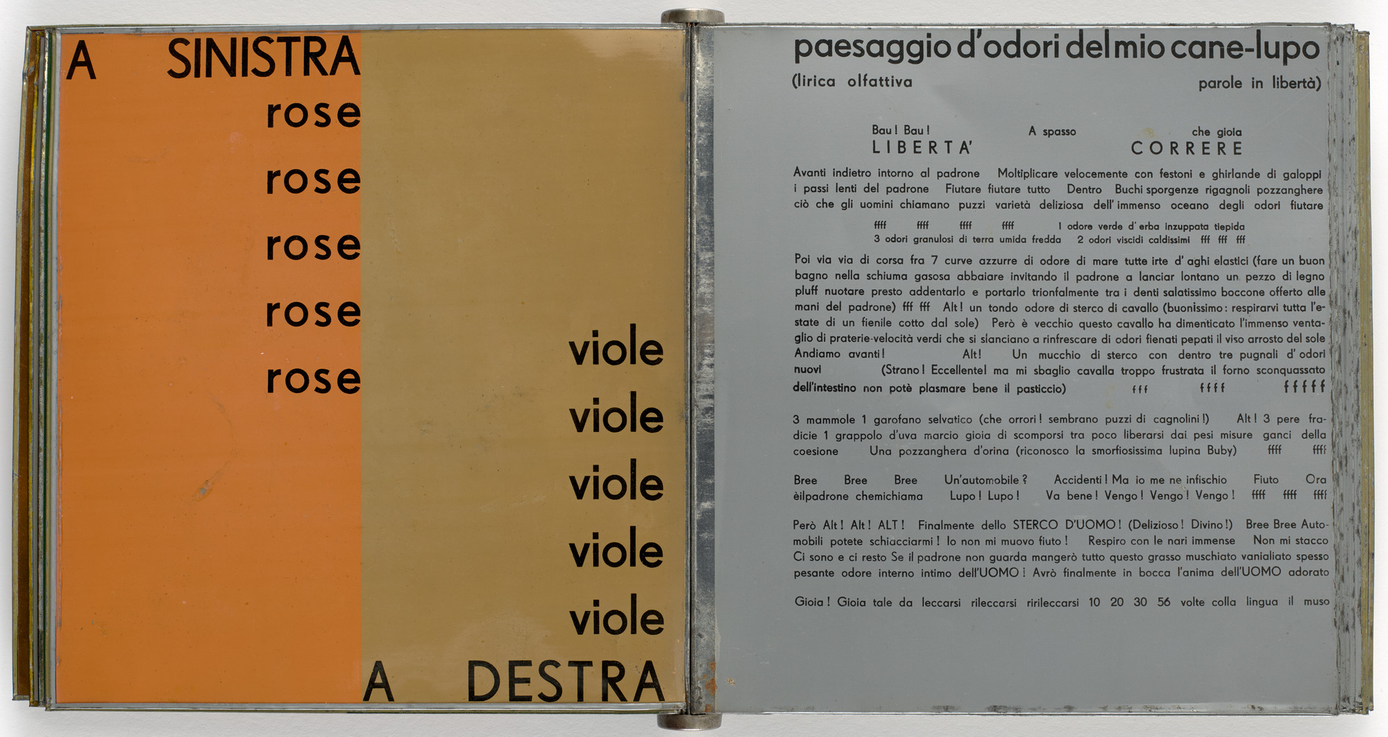 Tullio d'Albisola (Tullio Spartaco Mazzotti). Parole in libertà futuriste, tattili-termiche olfattive (Words in Futurist, Olfactory, Tactile, Thermal Freedom). 1932