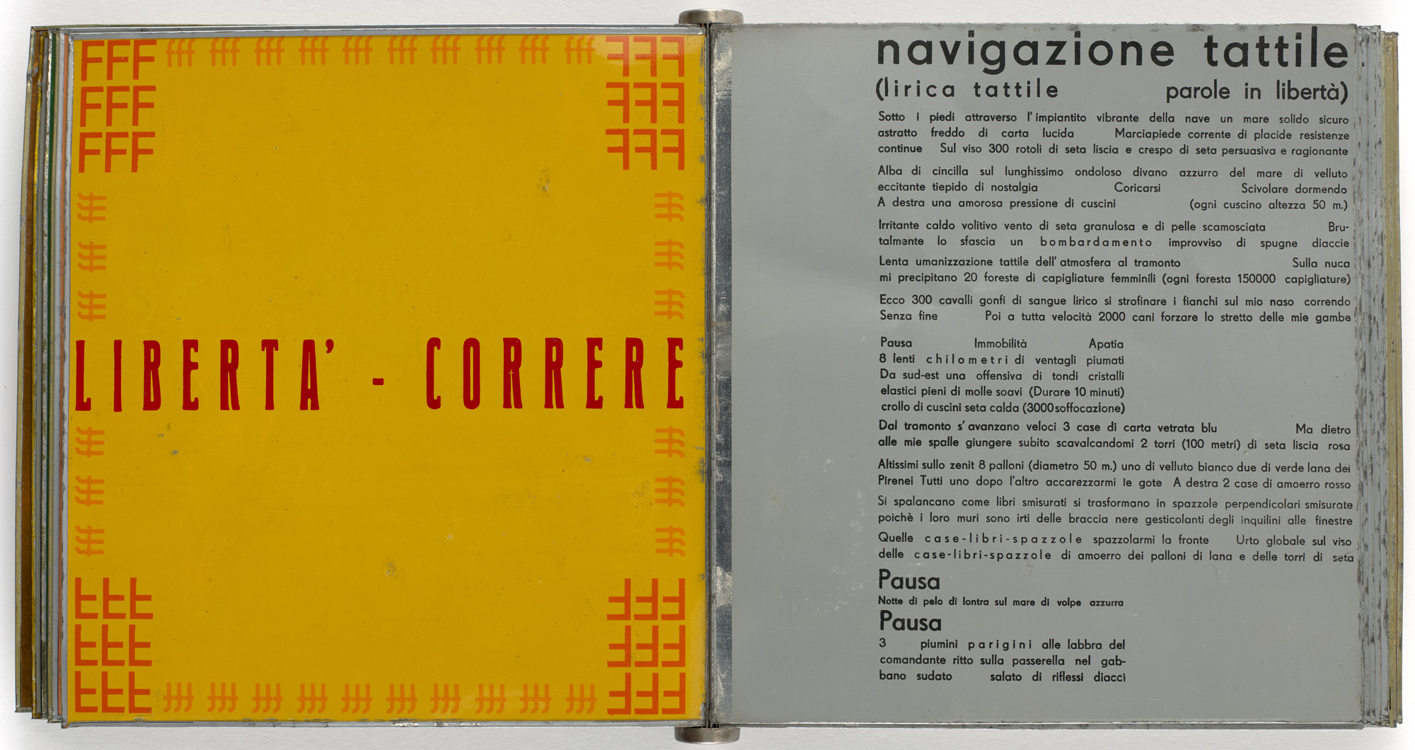 Tullio d'Albisola (Tullio Spartaco Mazzotti). Parole in libertà futuriste, tattili-termiche olfattive (Words in Futurist, Olfactory, Tactile, Thermal Freedom). 1932