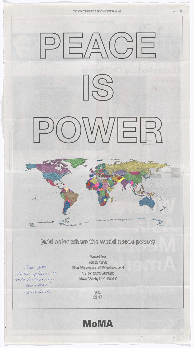 Yoko Ono. Power of Peace. 2017