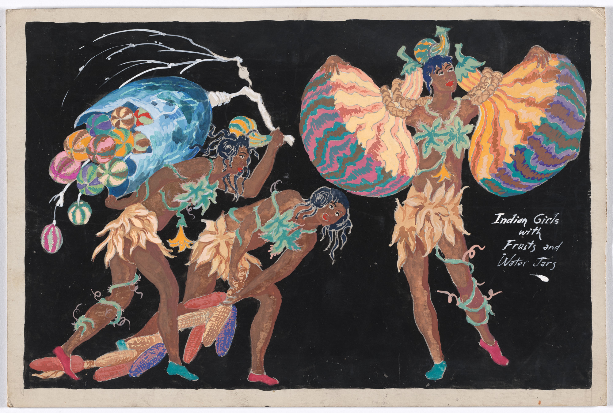 Karl Free. Indian Girls with Fruits and Water Jars. Costume design for the ballet Pocahontas