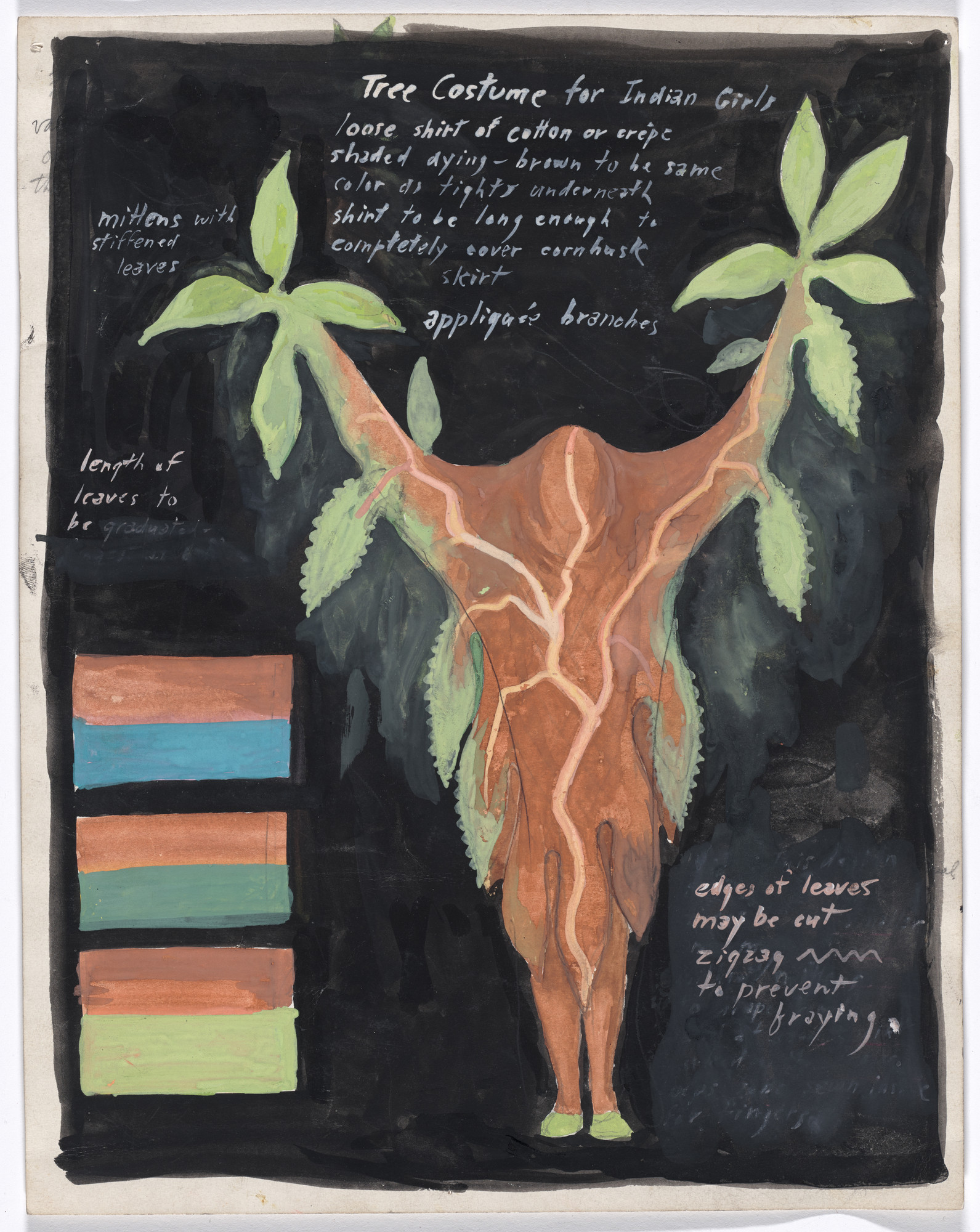 Karl Free. Tree Costume for Indian Girls. Costume design for the ballet Pocahontas